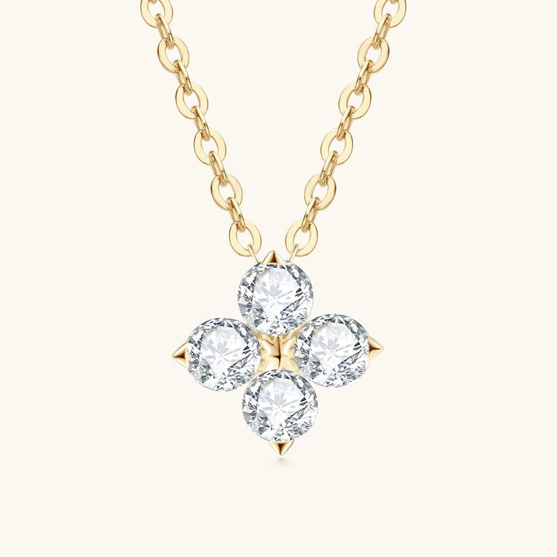 Premium Moissanite Four Leaf Clover Pendant Necklace - Elegant Jewelry for Women, Gift for St. Patrick's Day, Birthday & Anniversary
