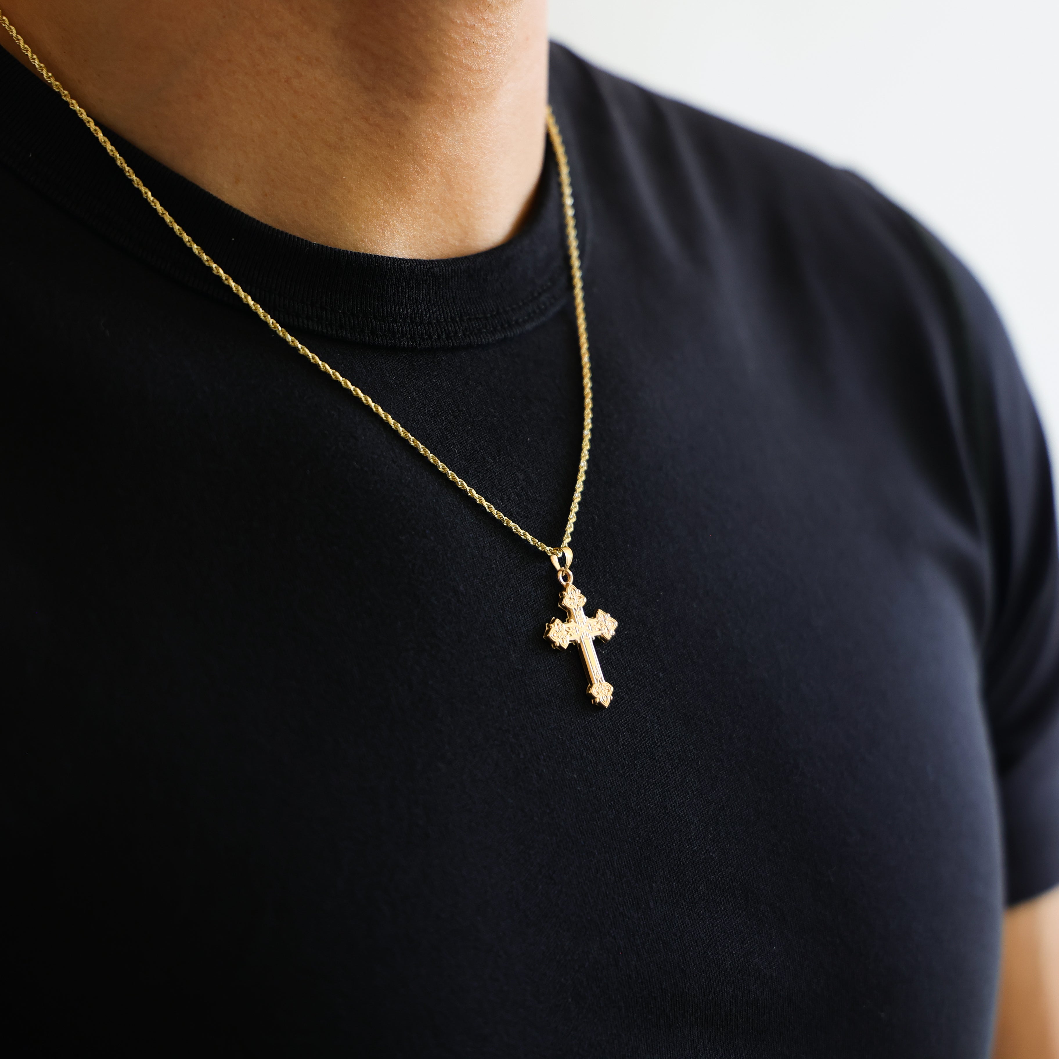 Exquisite Gold Religious Cross Pendant - Elegant Model 883 for Women & Men | Perfect for Church, Weddings, Baptism & Daily Wear Jewelry