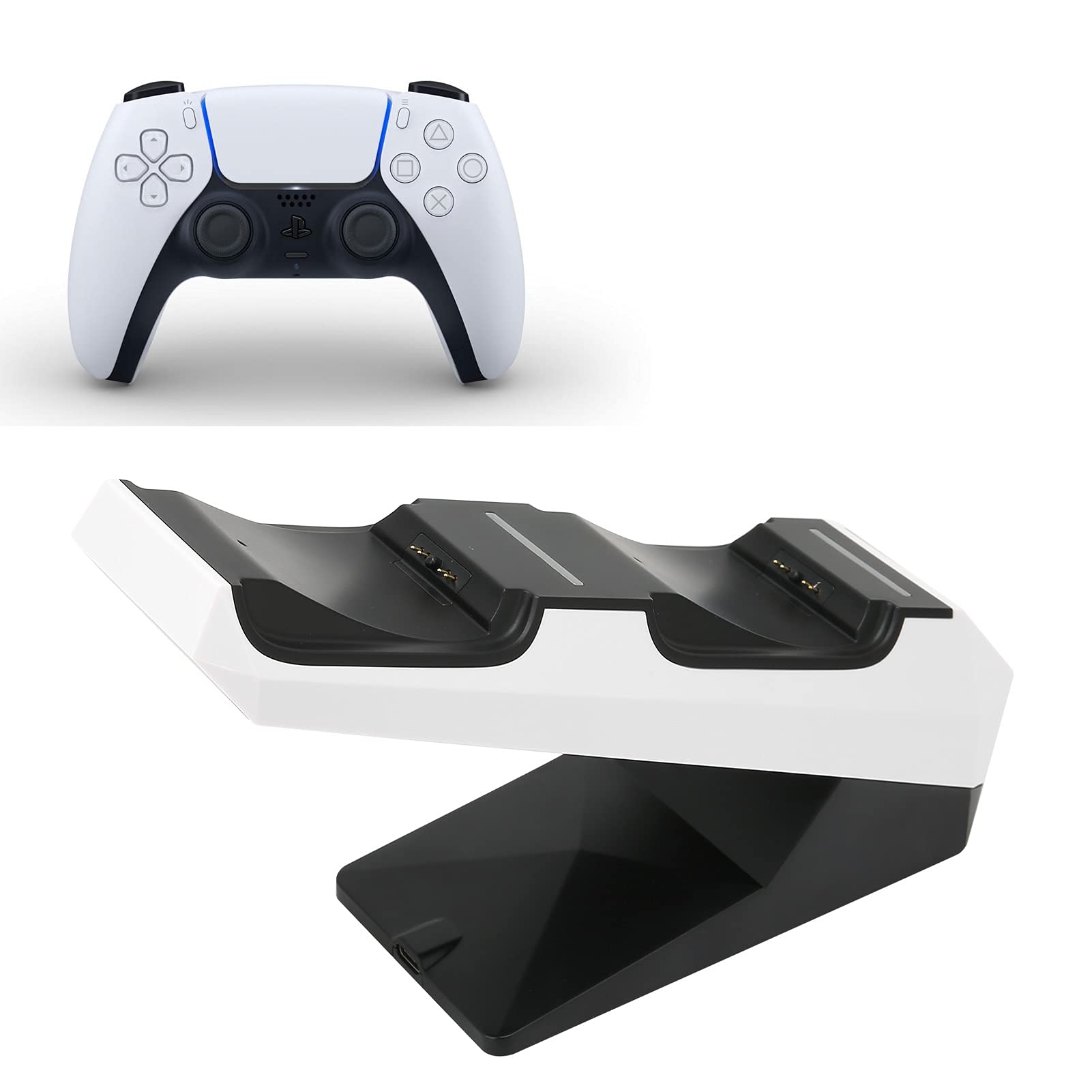 PS5 Controller Charger Station - Fast Type-C Charging Dock with LED Indicator | Portable Dual Controller Charging Stand for PlayStation 5 | Perfect for Gaming Sessions & Travel