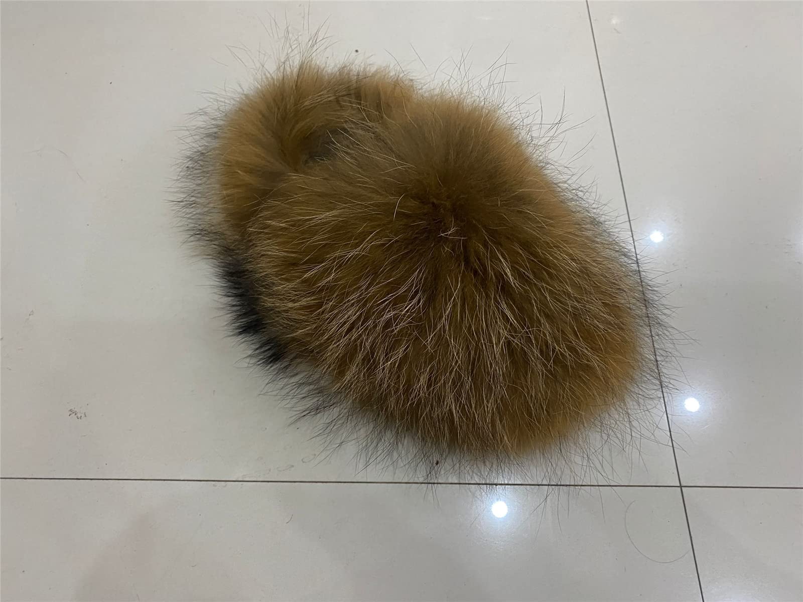 ORT1 Women's Real Raccoon Fox Fur Slippers - Closed Toe Fluffy House Shoes for Women & Girls | Cozy Winter Indoor/Outdoor Slides with Long Shaggy Fur | Perfect for Home, Lounge & Cold Weather Comfort