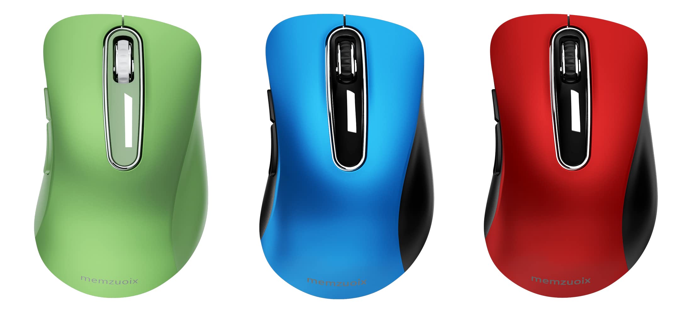 2.4G Wireless Mouse 3-Pack - Ergonomic Cordless Computer Mice for Laptop, Desktop, PC & MacBook (Green, Blue, Pink) - Perfect for Office, Home & Travel Use