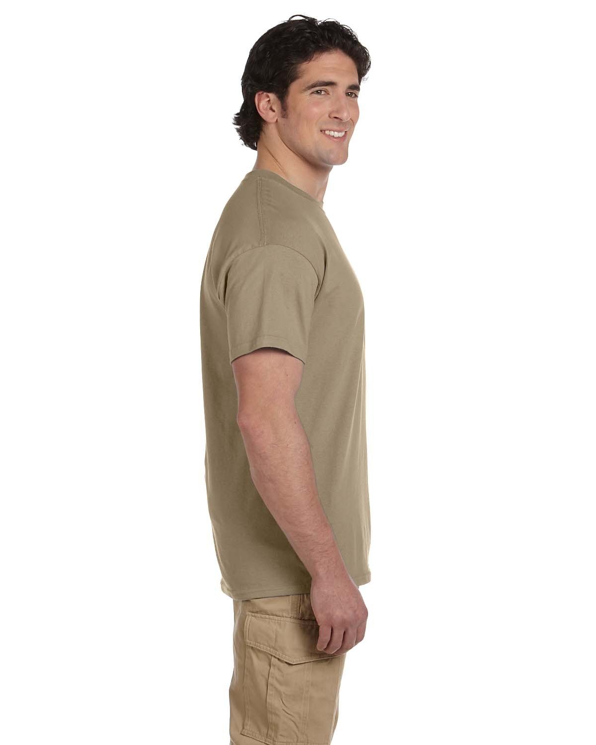 Fruit of the Loom 5 oz 100% Heavy Cotton HD T-Shirt for Men - Large Size, Comfortable Khaki Crewneck Tee - Perfect for Casual Wear, Workouts & Everyday Use