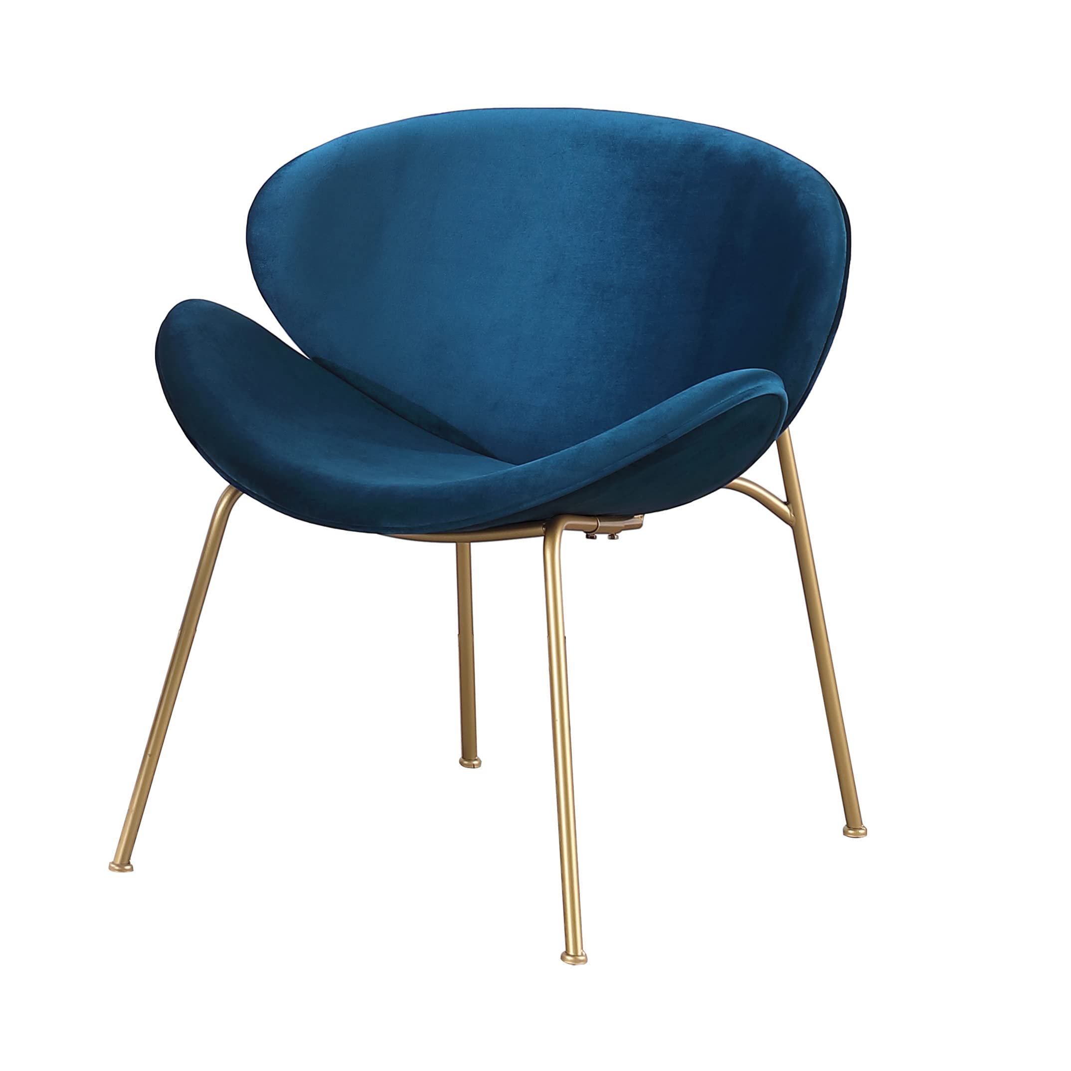 Yoluckea Velvet Vanity Chair Set of 2 - Modern Upholstered Accent Chairs with Gold Metal Legs for Living Room, Bedroom & Makeup Desk | Elegant Arced Seat & Back Design | Perfect for Dining Room, Kitchen & Home Decor (Blue)