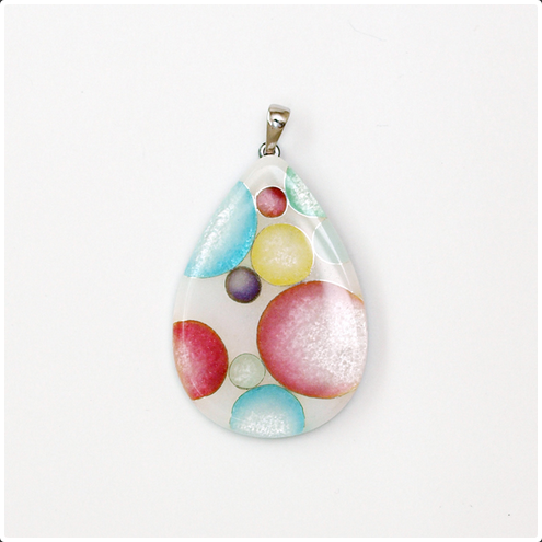 Yusen Shippo Pendant Necklace - Japanese Enamel Jewelry with Polka Dot Drop Design | Elegant Gift for Women, Perfect for Casual Wear & Special Occasions