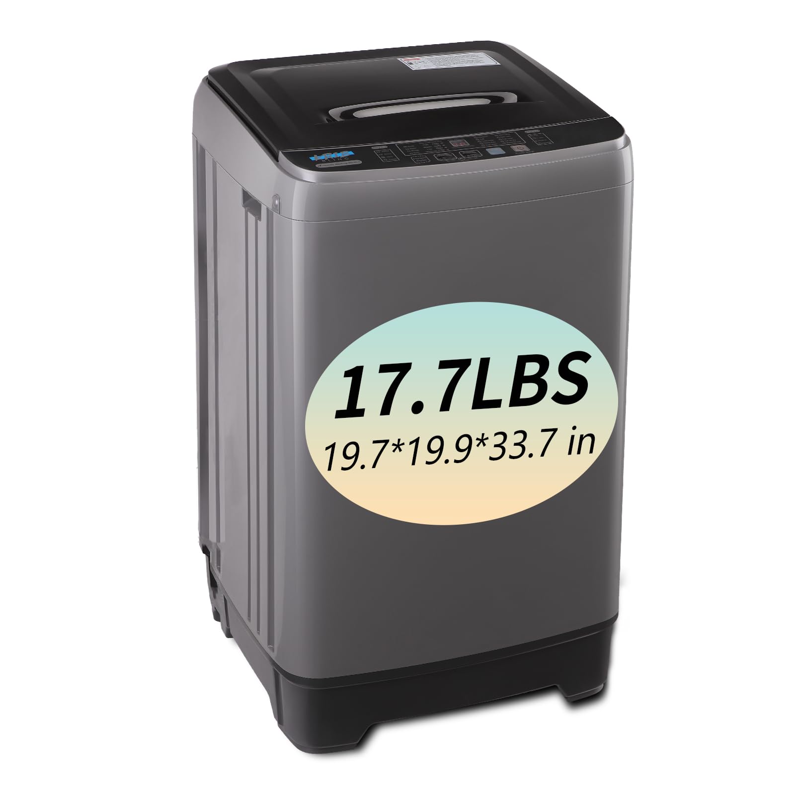 Full Automatic Washing Machine with LED Display - 17.7 lbs Portable Washer with Drain Pump, 10 Programs & 8 Water Levels - Perfect for RV, Camping, Apartments, Dorms & Small Spaces (Dark Grey) - Compact Laundry Solution for Travel, Tiny Homes & Limited Spaces