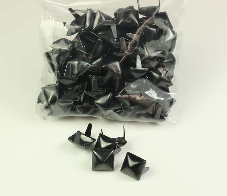 Black Oxide Steel Pyramid Studs - 100 Pack for DIY Leather Craft, Belt Making & Metal Embellishments | Heavy Duty Rivets for Jackets, Boots & Accessories