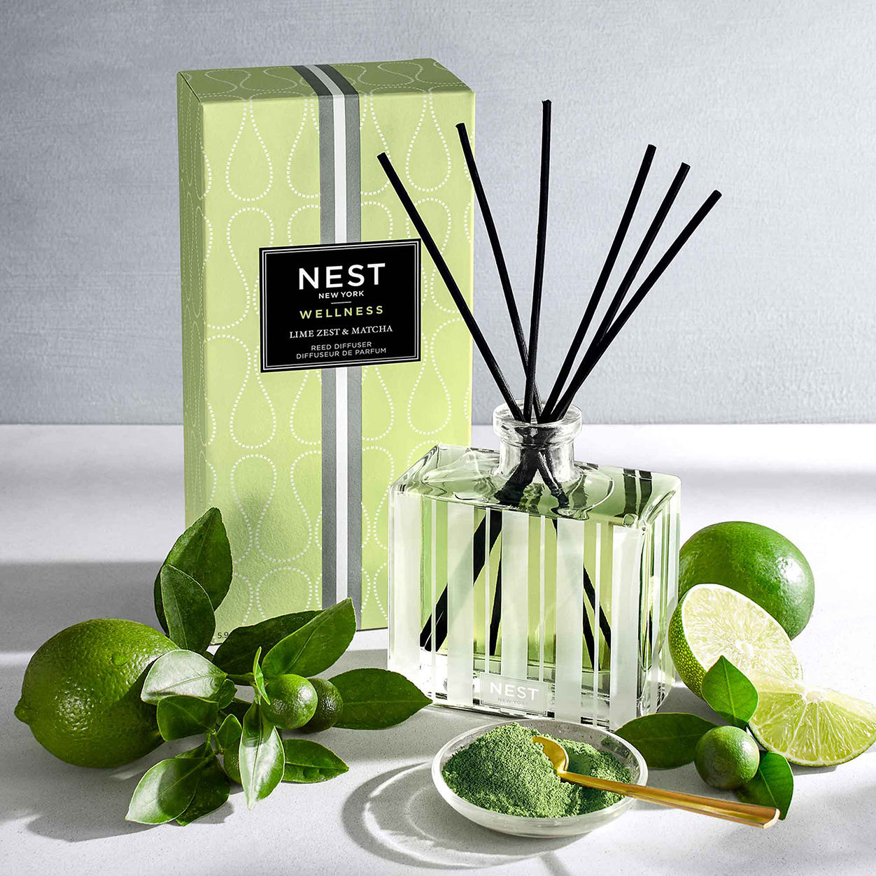 Premium Lime Zest & Matcha Reed Diffuser - Long-Lasting Aromatherapy for Home, Office & Spa | Natural Essential Oil Air Freshener