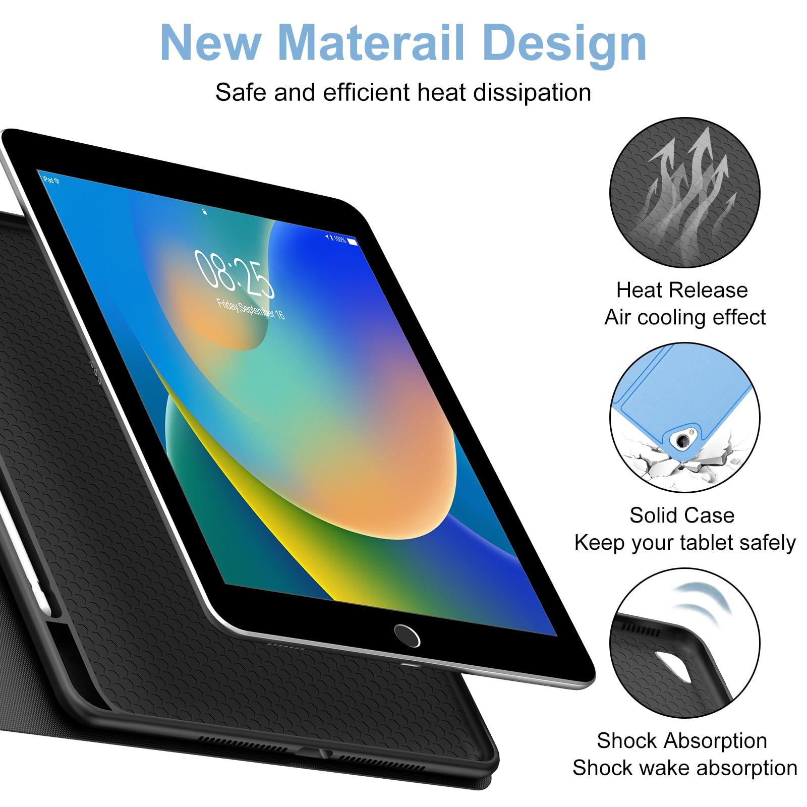 BORIYUAN Bluetooth Keyboard Case for iPad 9th/8th/7th Gen & iPad Air 3rd/Pro 10.5