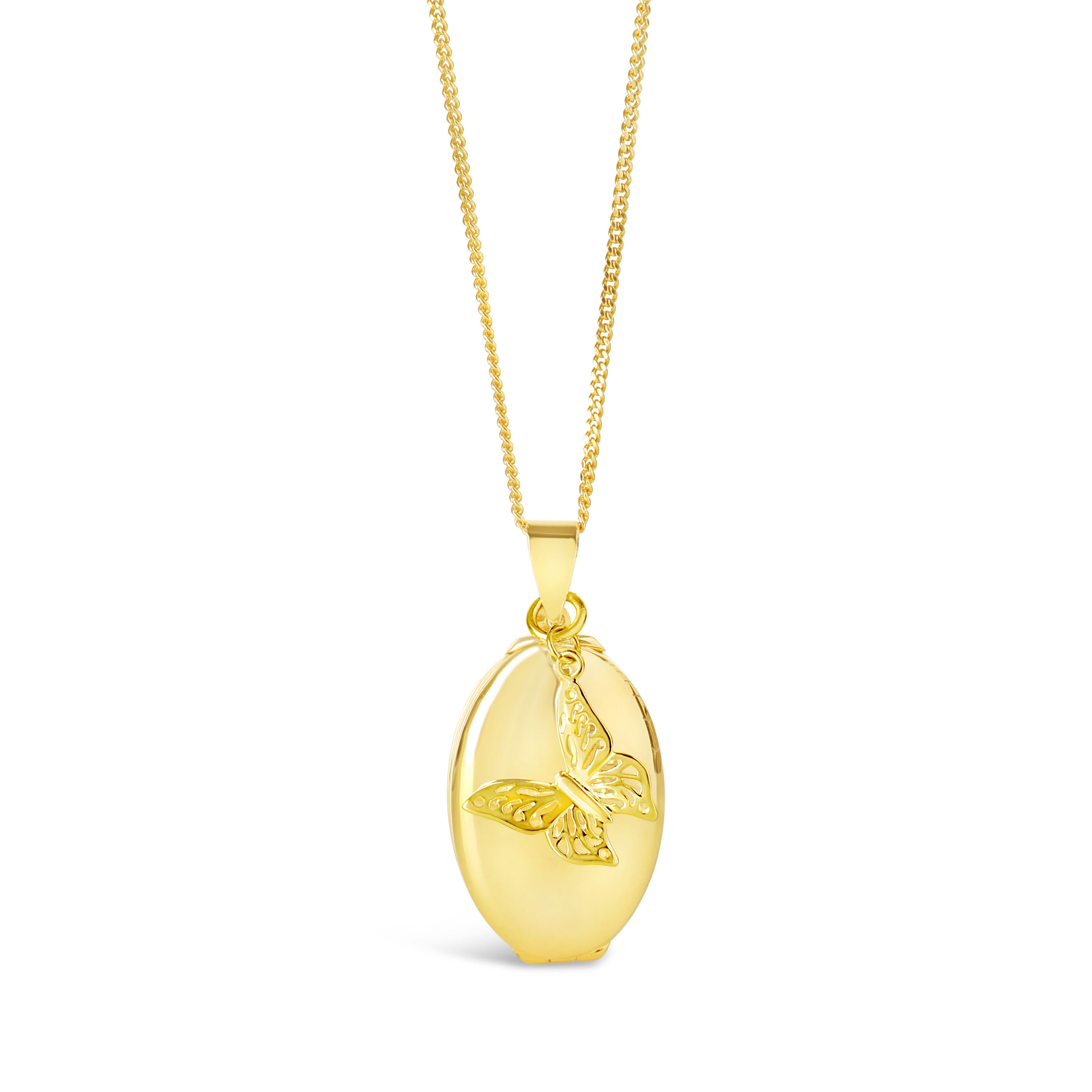 Gold Oval Butterfly Photo Locket for 4 Pictures - Perfect for Valentine's Day, Anniversary & Mother's Day Gifts