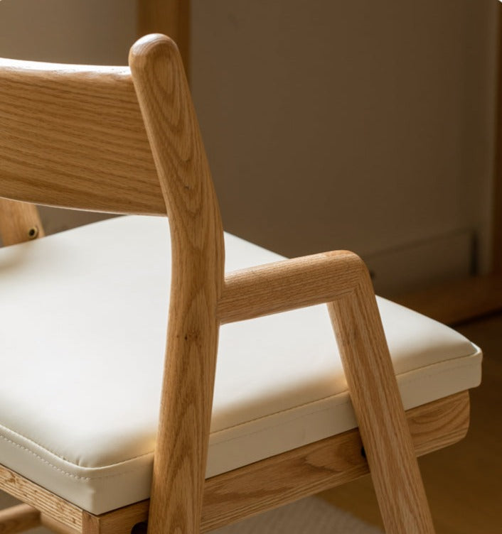 Adjustable Height Oak Solid Wood Kids Chair - Sturdy & Ergonomic Design for Study, Dining & Playtime