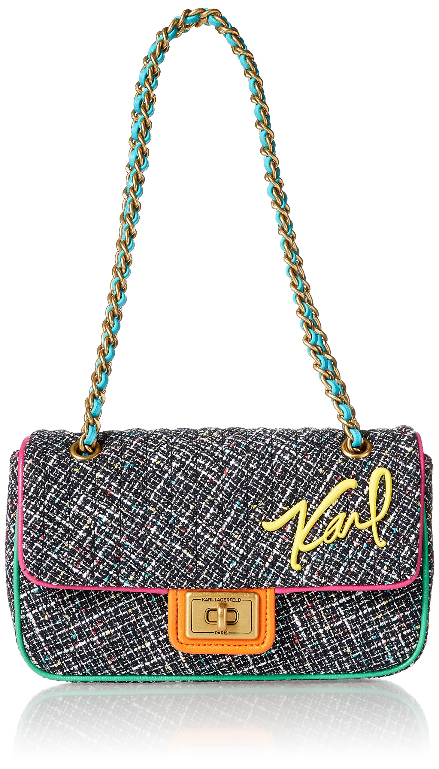 KARL LAGERFELD PARIS Agyness Leather Shoulder Bag for Women - Fashion Designer Handbag Purse for Daily Use, Work & Evening Out