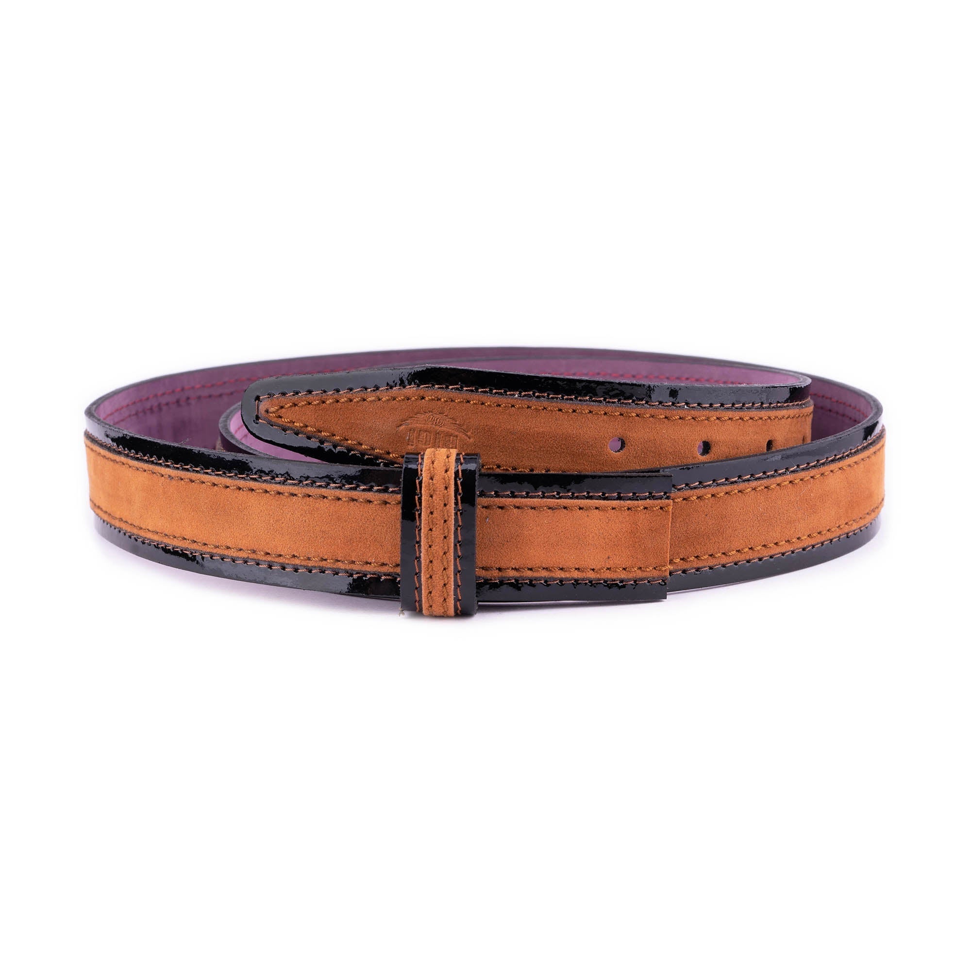 Luxury Beige Suede Leather Belt Strap 3.5cm Width for Cartier Buckles - Elegant Black Patent Finish | Perfect for Formal Wear, Business Attire & Special Occasions