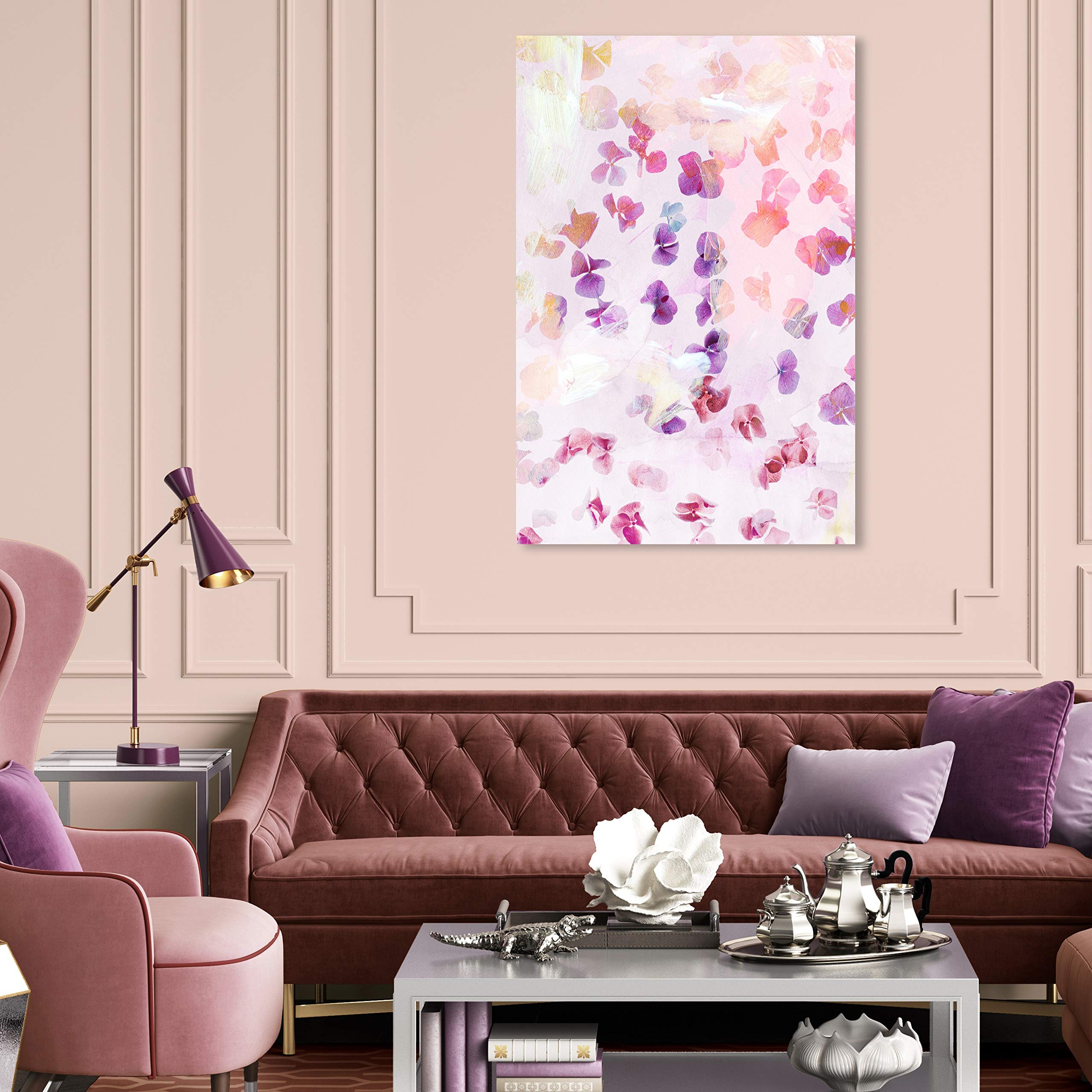 Oliver Gal Artist Co. Floral Wall Art Canvas Print - 'Cascading Flowers' Pink & Purple Botanical Painting - 30x45 Inch Modern Home Decor for Living Room, Bedroom & Office