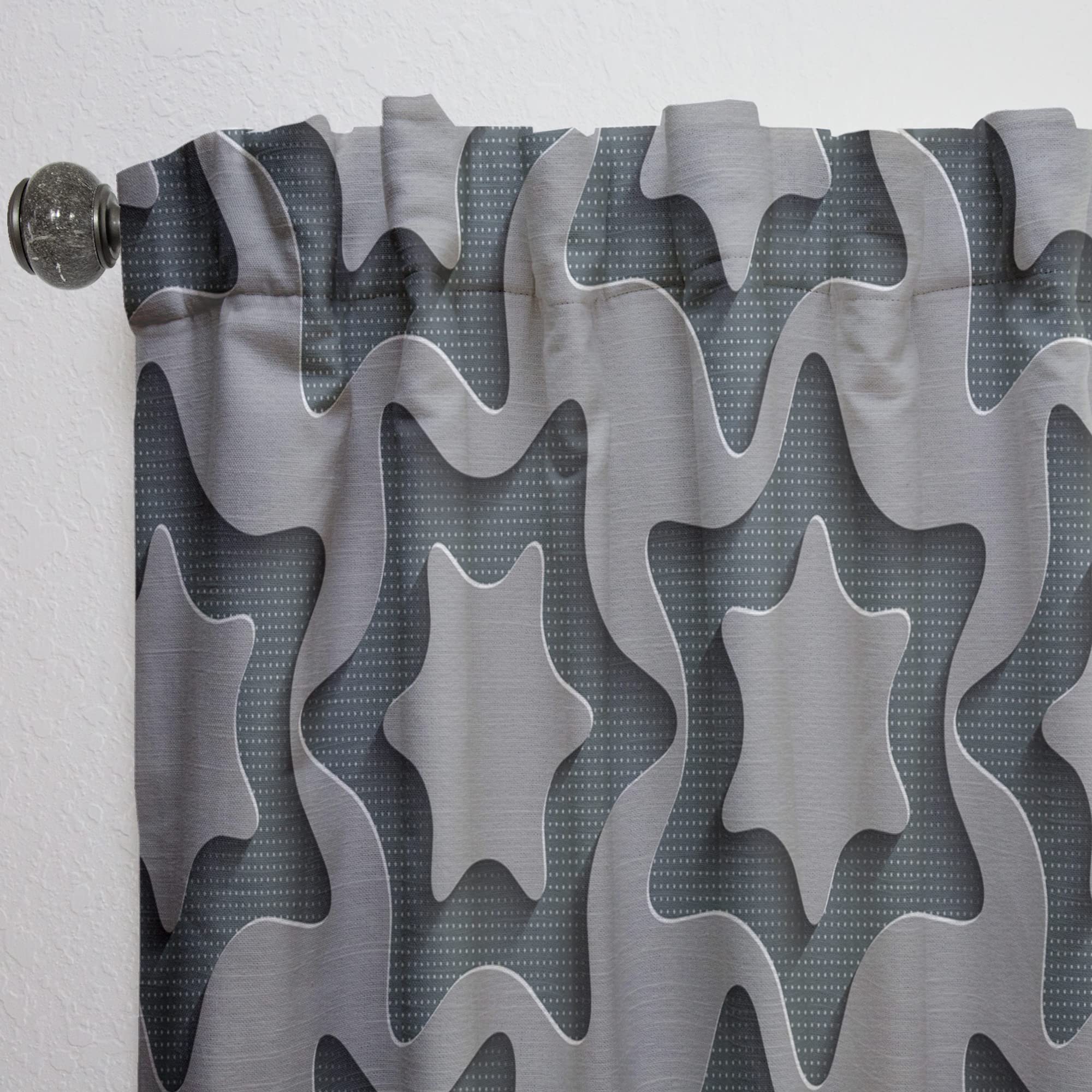 DesignQ Star-Shaped Abstract Technology Blackout Curtains - Thermal Insulated Single Panel (52x120 Inch) for Bedroom & Living Room - Soundproof Window Drapes for Better Sleep & Home Decor