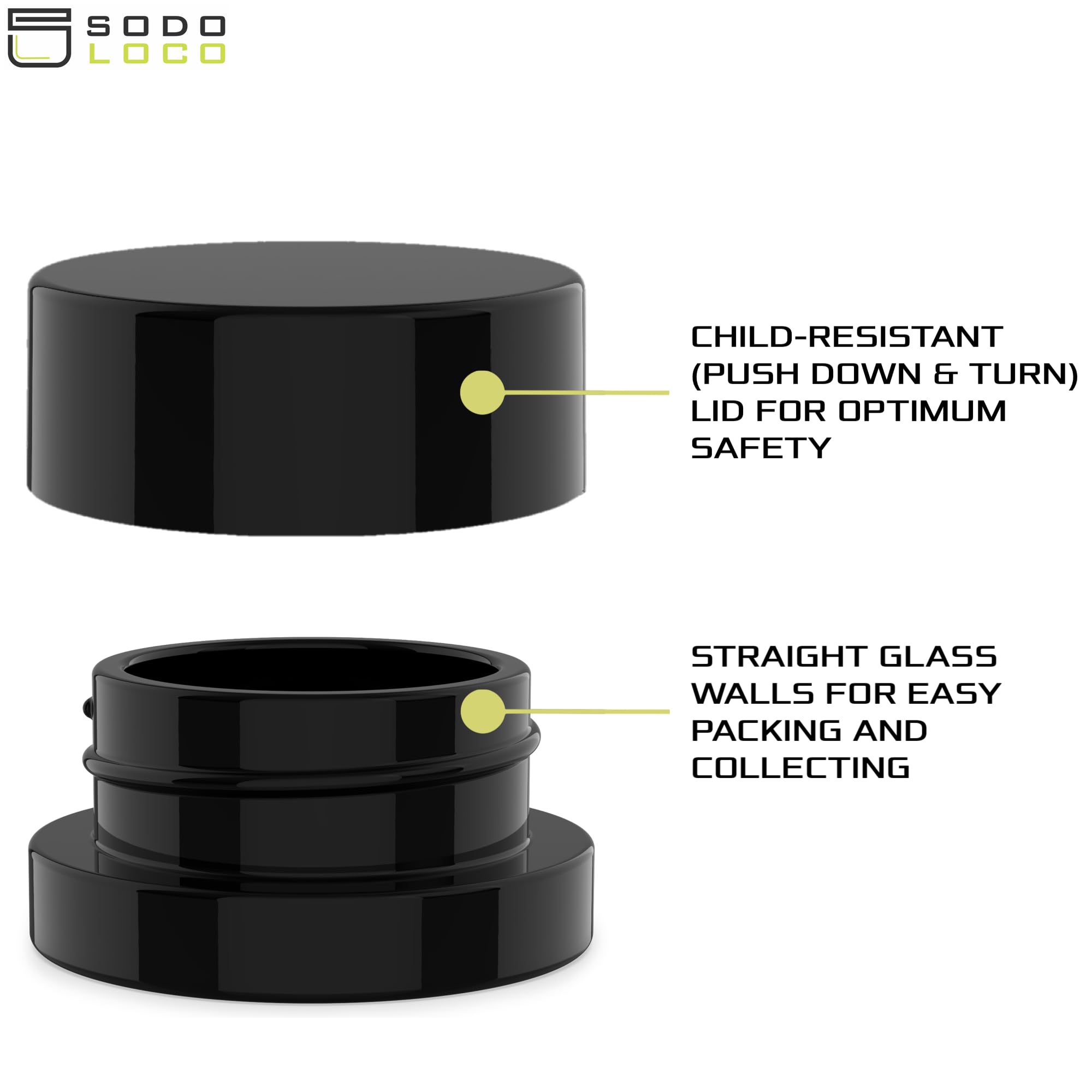 (200 Pack) 9ml Thick Black Glass Jars with Child Resistant Lids - UV Resistant Airtight Containers for Essential Oils, CBD Wax, Lip Balm & Cosmetics Storage - Perfect for DIY Beauty Products, Herbal Remedies & Travel Size Organizers