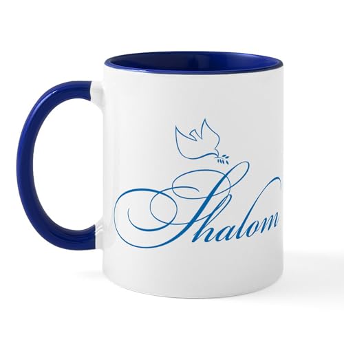 White/Navy Inside - Shalom And Dove Mug