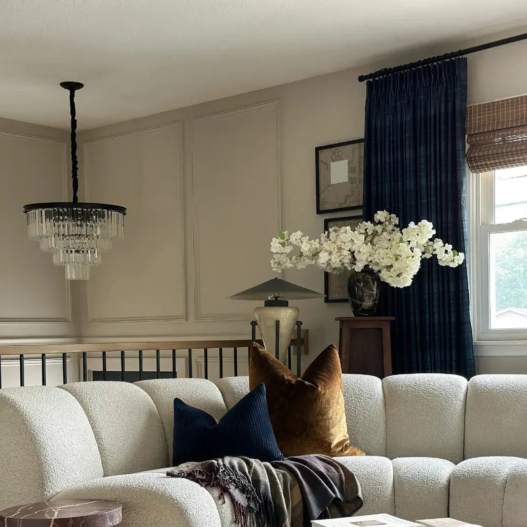 Elegant Sara Le Print Linen Drapery Pleated Curtains - Soft Textured Window Treatments for Living Room & Bedroom Decor