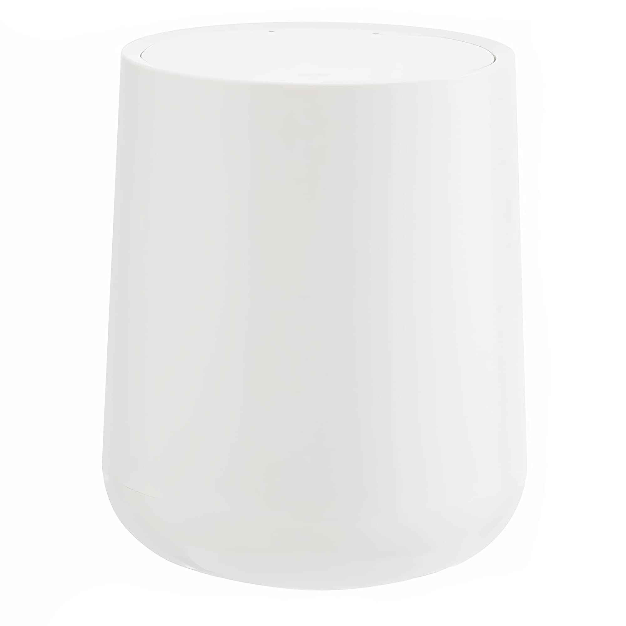 Sheebo 2 Liter / 0.5 Gallon Mini Trash Can with Press Top Lid - Small Waste Bin for Bathroom, Office Desk, Bedroom, Kitchen Countertop - Compact Cylinder Design (White) - Perfect for Small Spaces & Home Organization