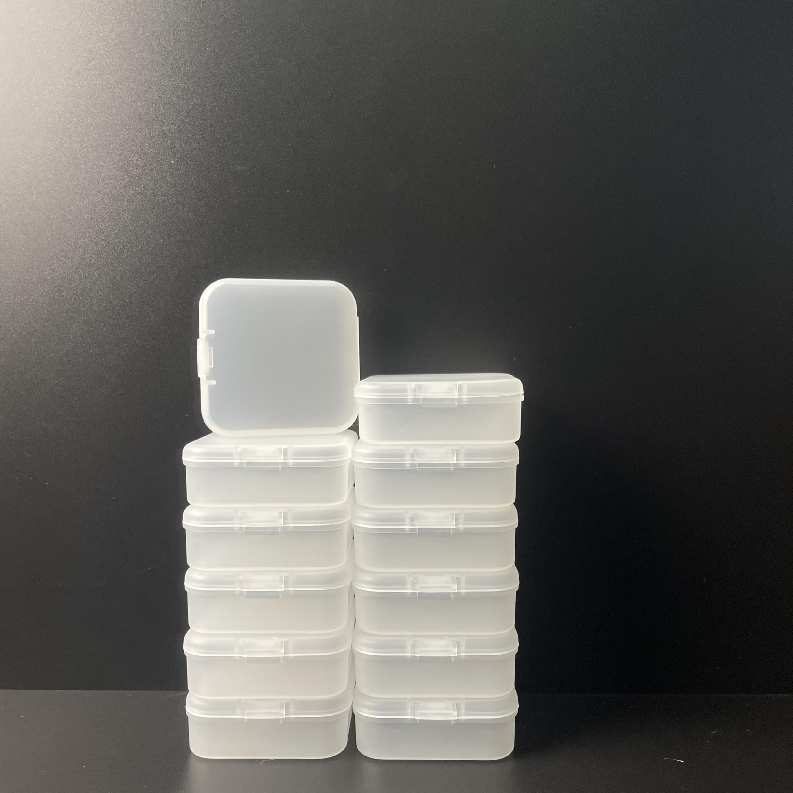 12-Piece Small Bead Organizer Set - Frosted Plastic Storage Cases with Hinged Lids - Clear Transparent Jewelry Bead Containers for DIY Crafts, Sewing & Jewelry Making Supplies