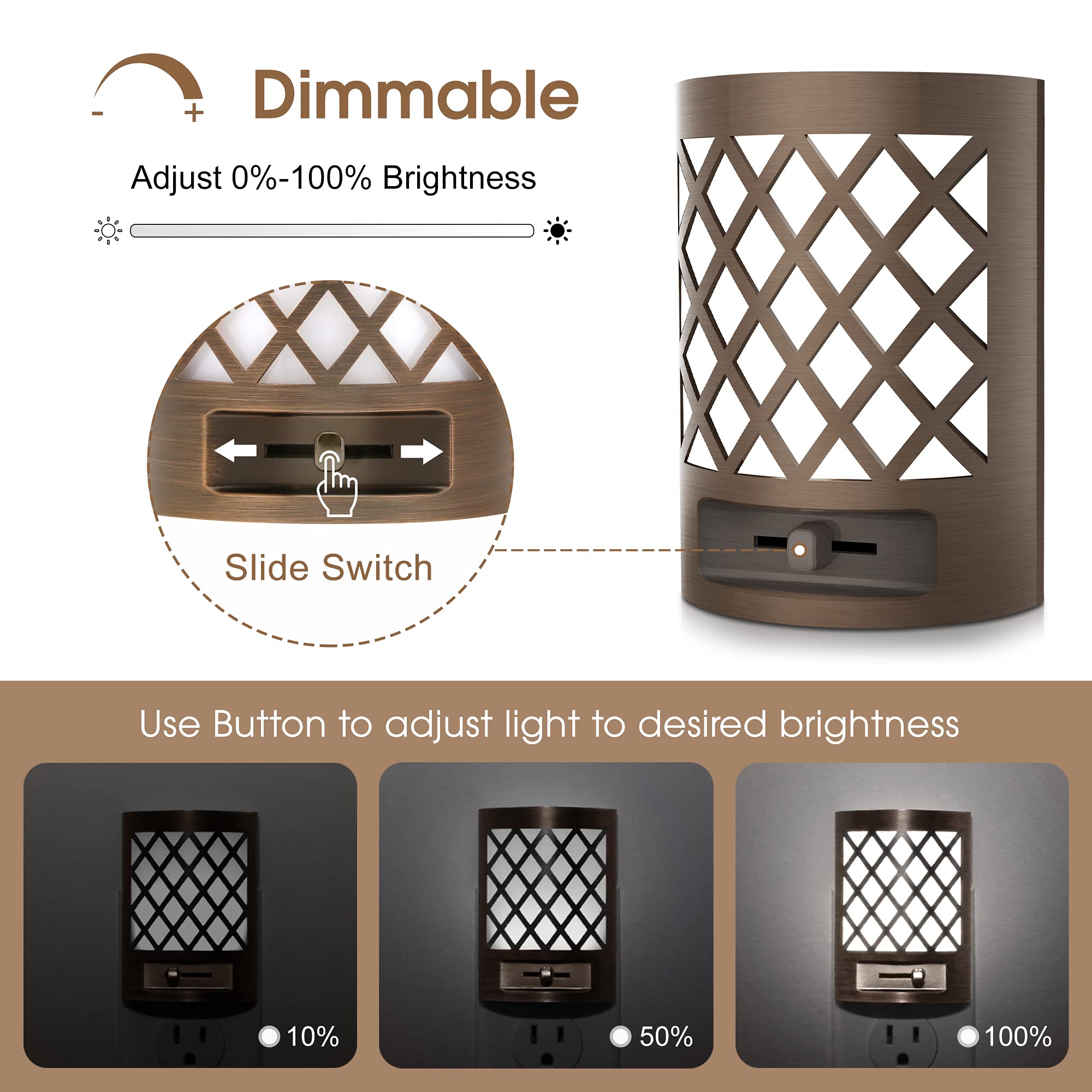 Vintage LED Night Light with Dusk Sensor - 4 Pack for Bedroom & Bathroom