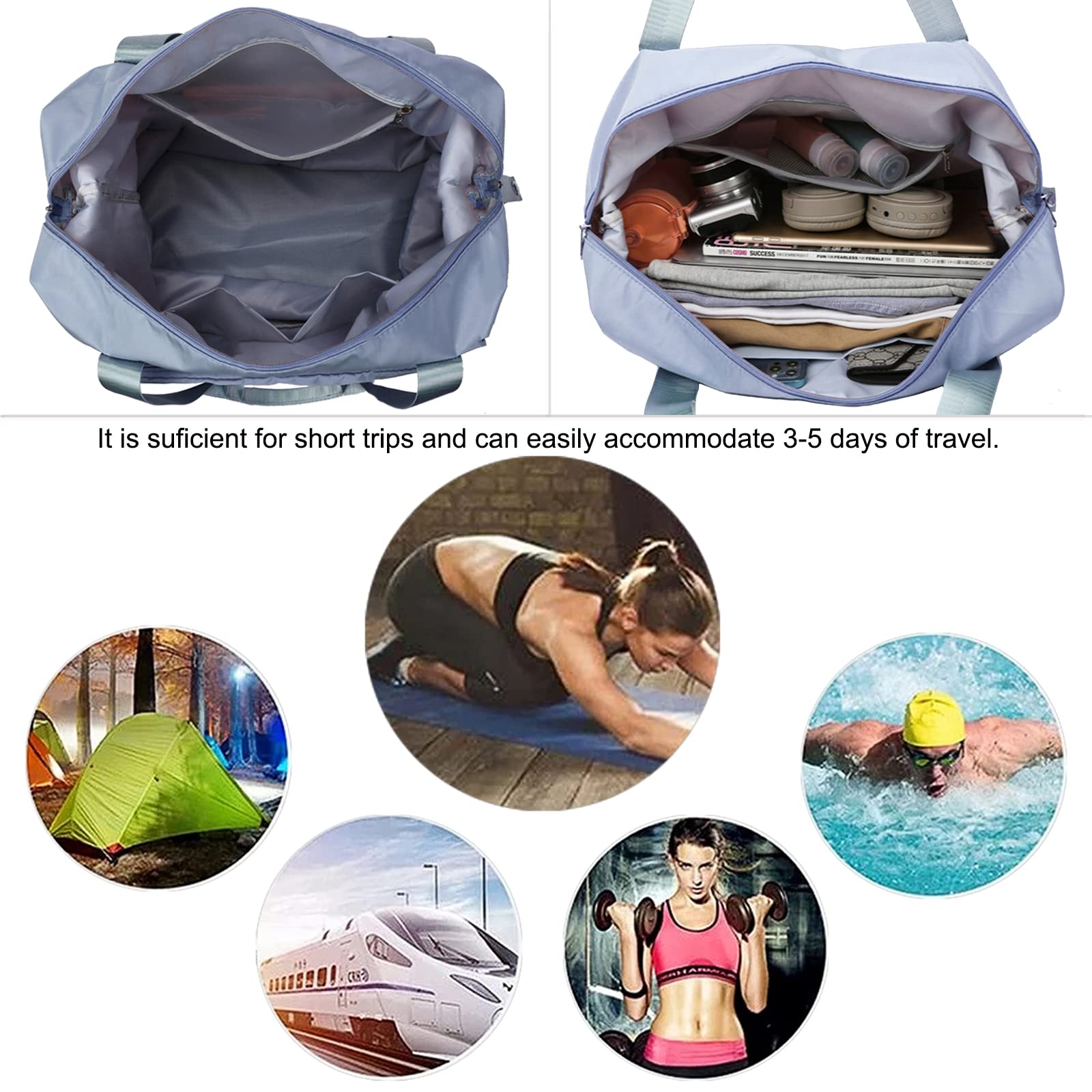 Large Capacity Foldable Expandable Travel Duffel Bag - Waterproof Collapsible Overnight Bag for Women & Men | Perfect for Weekend Getaways, Gym, Camping & Air Travel