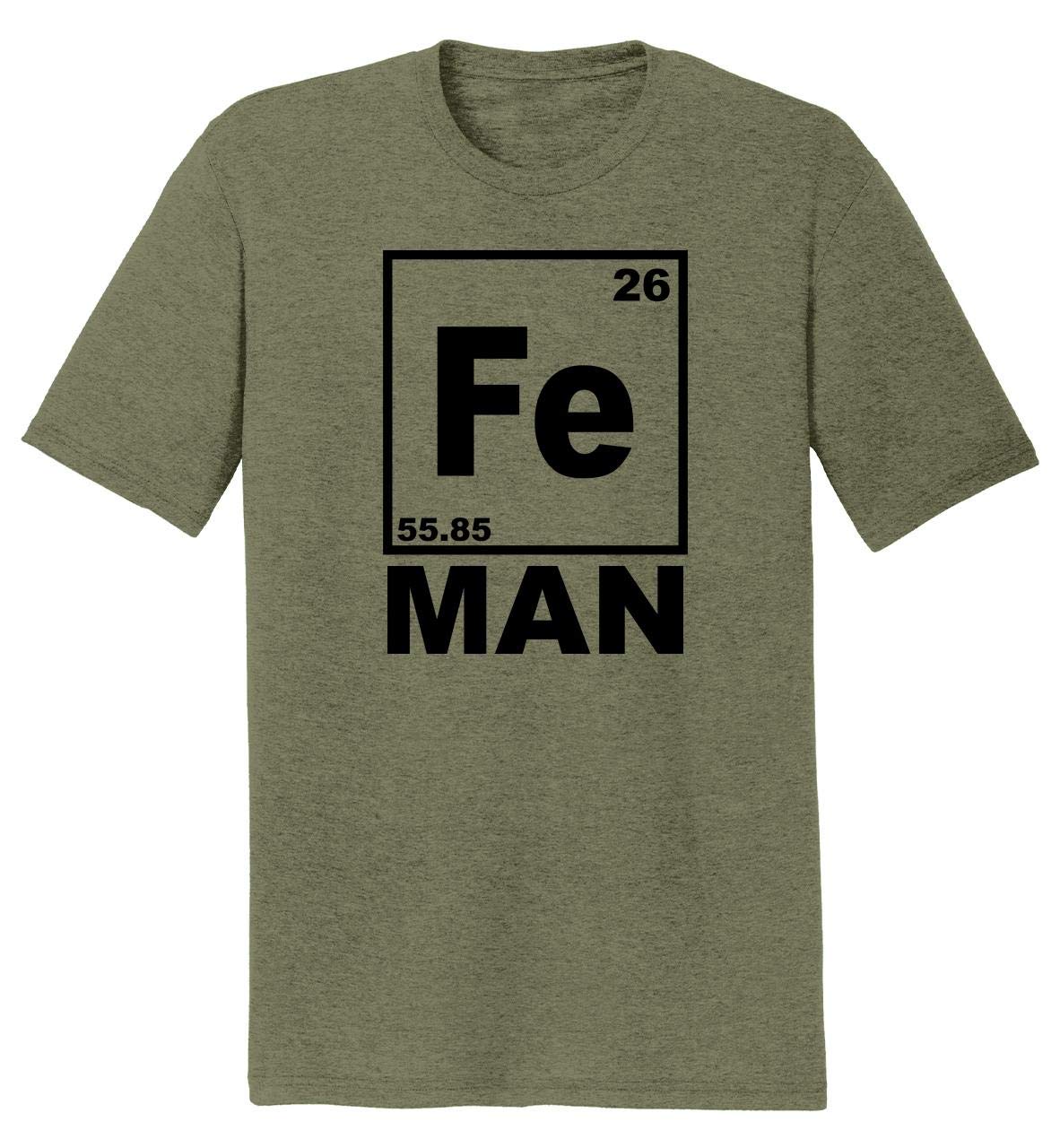 Funny Iron Man Chemistry Periodic Table T-Shirt for Men - Tri-Blend Comical Graphic Tee - Perfect for Marvel Fans, Science Geeks & Casual Wear