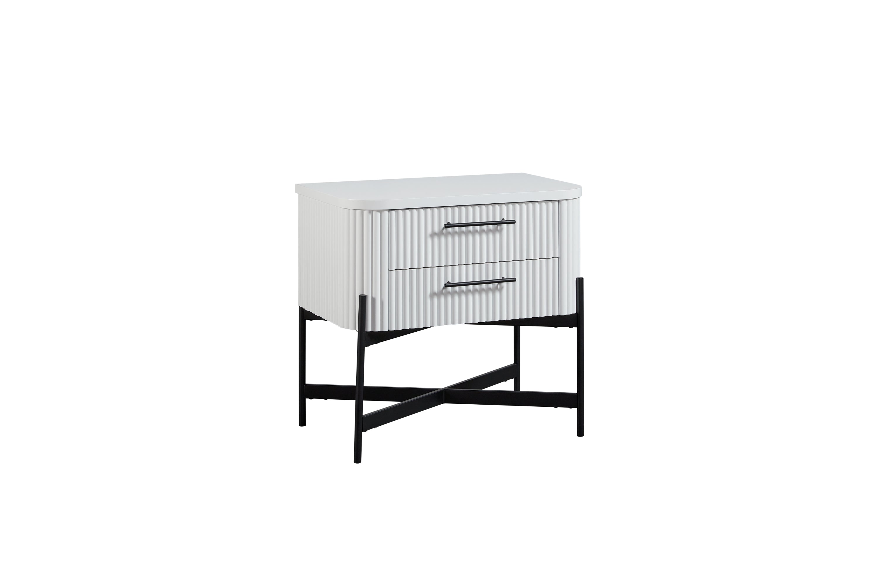 2 Drawer Nightstand with USB Type C Charging - White Modern Bedside Table for Bedroom, Living Room & Office - Compact Storage & Stylish Design