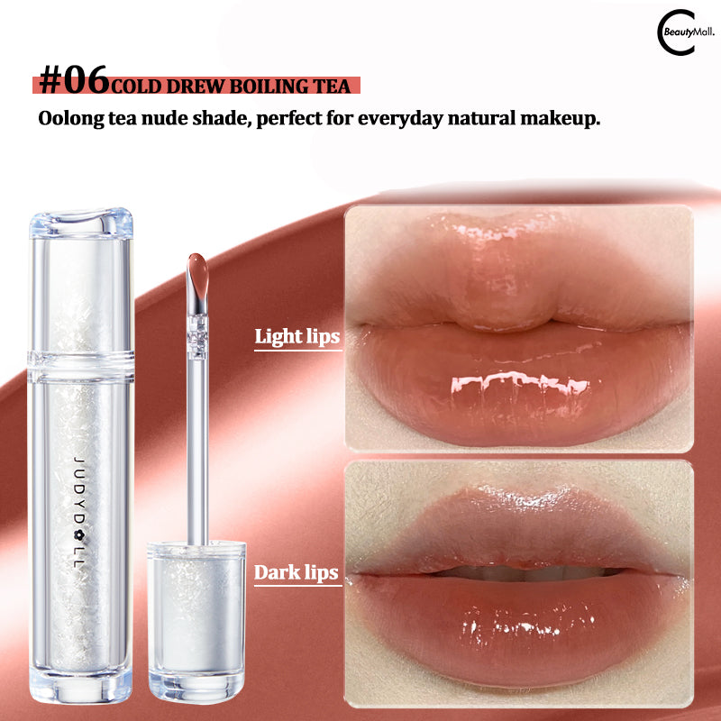 Judydoll Orange Blossom Mirror Water Gloss Lip Lacquer - Hydrating Shiny Lip Gloss for Women, Long Lasting Moisturizing Lipstick with Mirror Effect - Perfect for Daily Wear, Parties and Special Occasions
