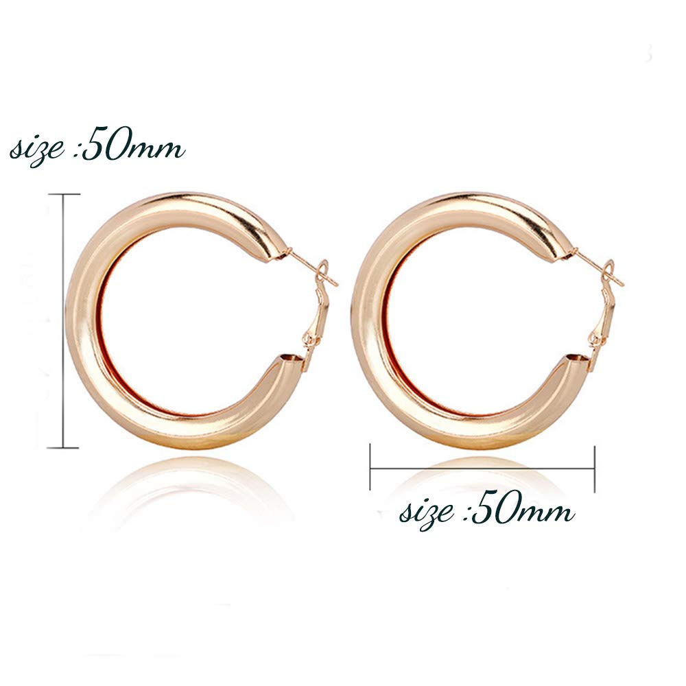Bohemian Gold Tube Hoop Earrings - Large Lightweight Circle Earrings for Women | Fashion Jewelry for Everyday Wear & Special Occasions