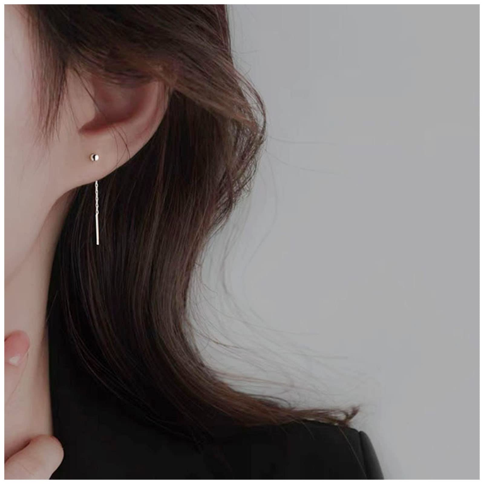 Boho Silver Threader Drop Earrings for Women - Long Chain Dangle Pull-Through Jewelry - Perfect for Casual Wear, Parties & Boho Fashion
