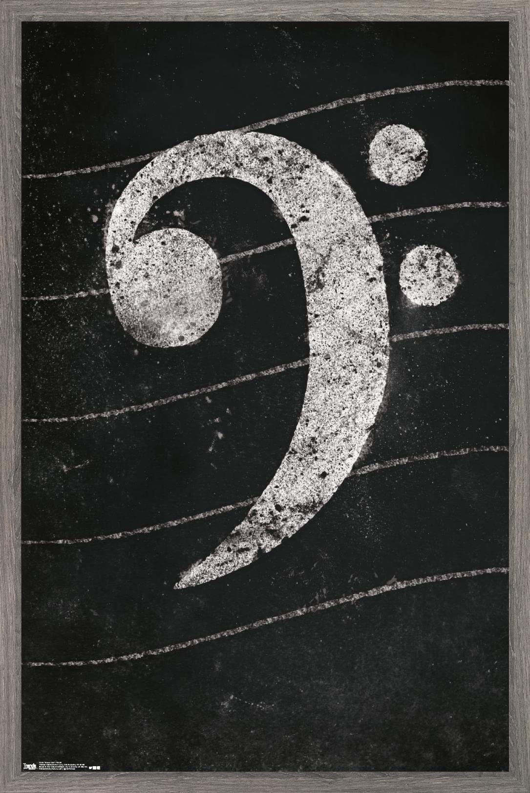Trends International Bass Clef Chalk Wall Poster - 14.725 x 22.375 Inches, Barnwood Framed Music Decor - Perfect for Music Classrooms, Studios & Home Decor