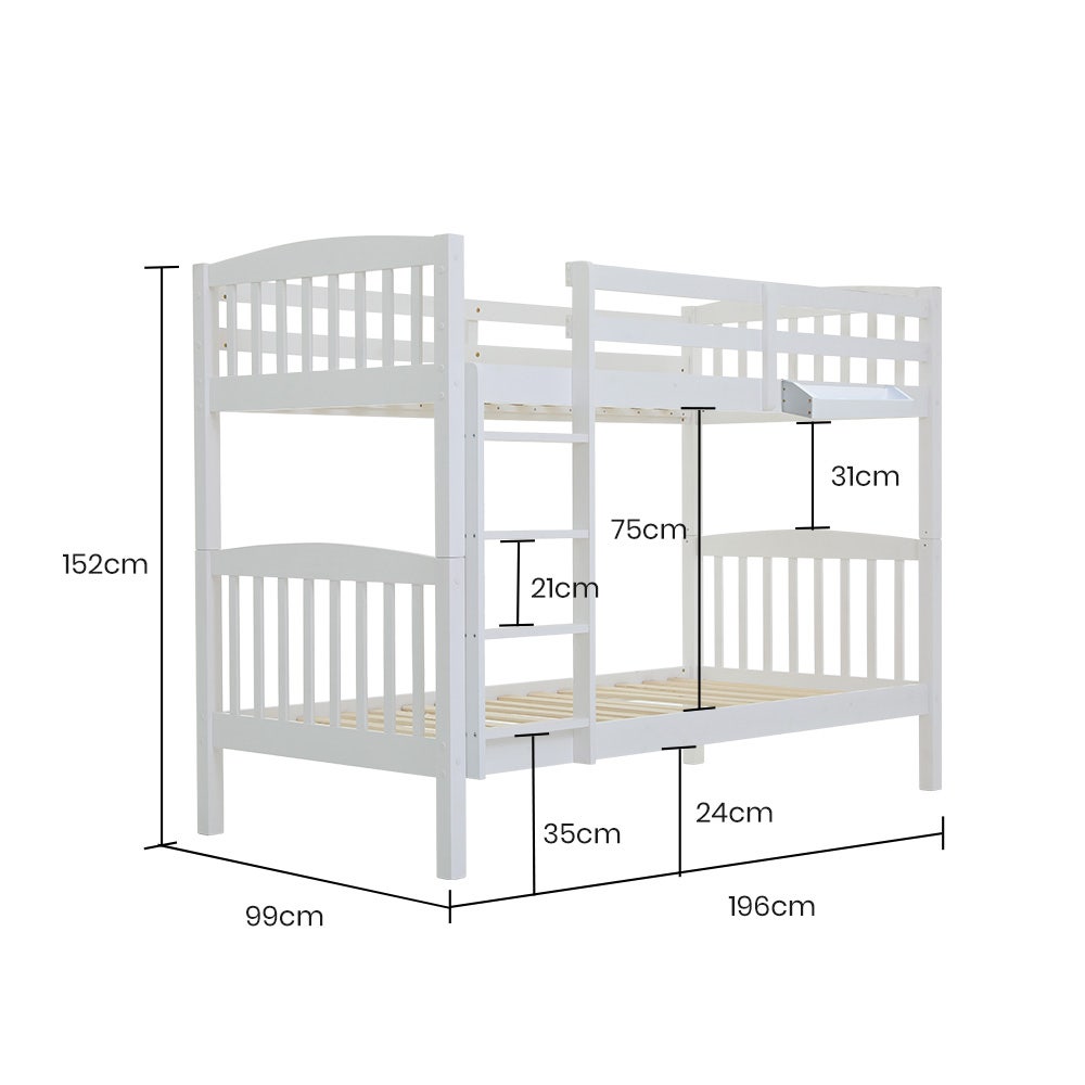 Convertible Kids Wooden Bunk Bed - White Twin to 2 Single Beds for Boys & Girls - Perfect for Shared Bedrooms, Sleepovers & Space-Saving Kids' Rooms
