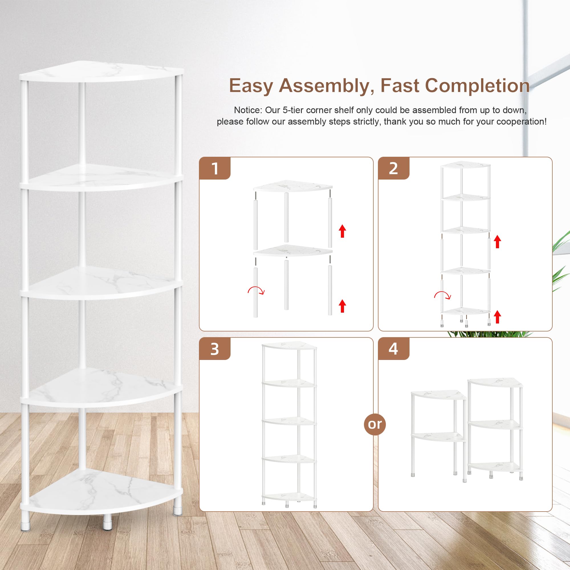 5-Tier Corner Shelf Stand - 44.1