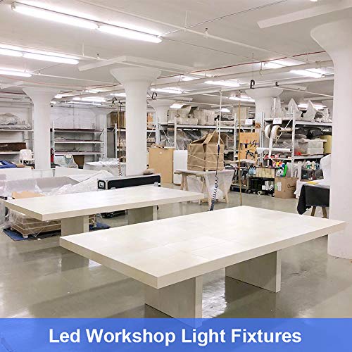 18W LED Flush Mount Ceiling Light - 2ft Linkable LED Tube Light, 5000K Daylight White, Plug-in Corded with ON/Off Switch - Perfect for Garage, Utility Room, Shop & Under Cabinet Lighting