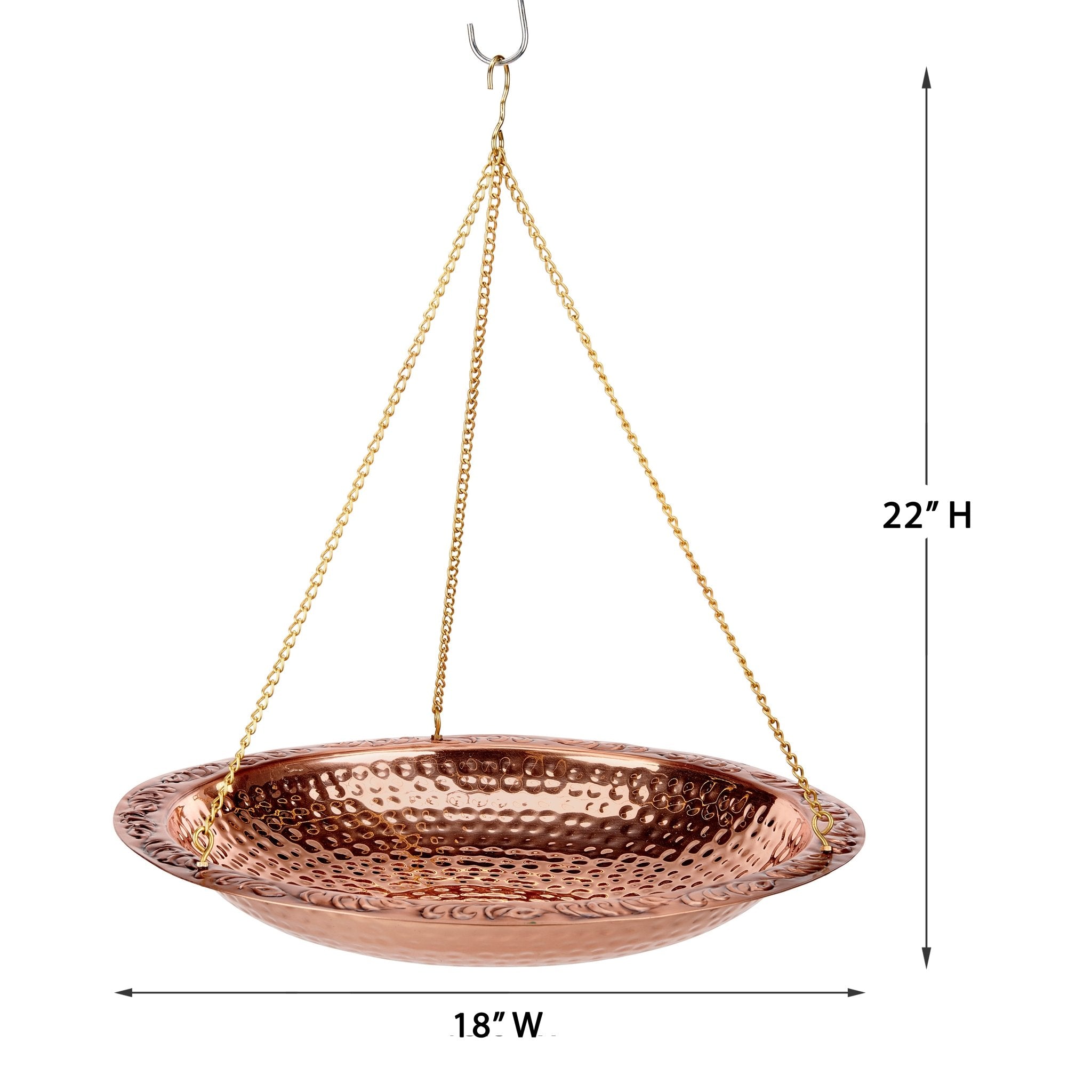 18-Inch Hanging Pure Copper Bird Bath for Garden, Patio & Outdoor Decor - Attracts Birds & Enhances Landscape Aesthetics