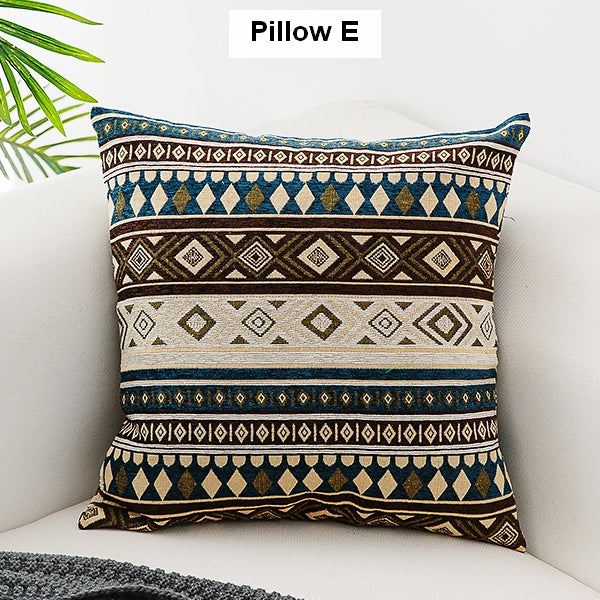 Bohemian Decorative Sofa Pillows - Geometric Pattern Chenille Throw Pillows for Couch & Bed - Soft Accent Pillows for Living Room, Bedroom, and Home Decor