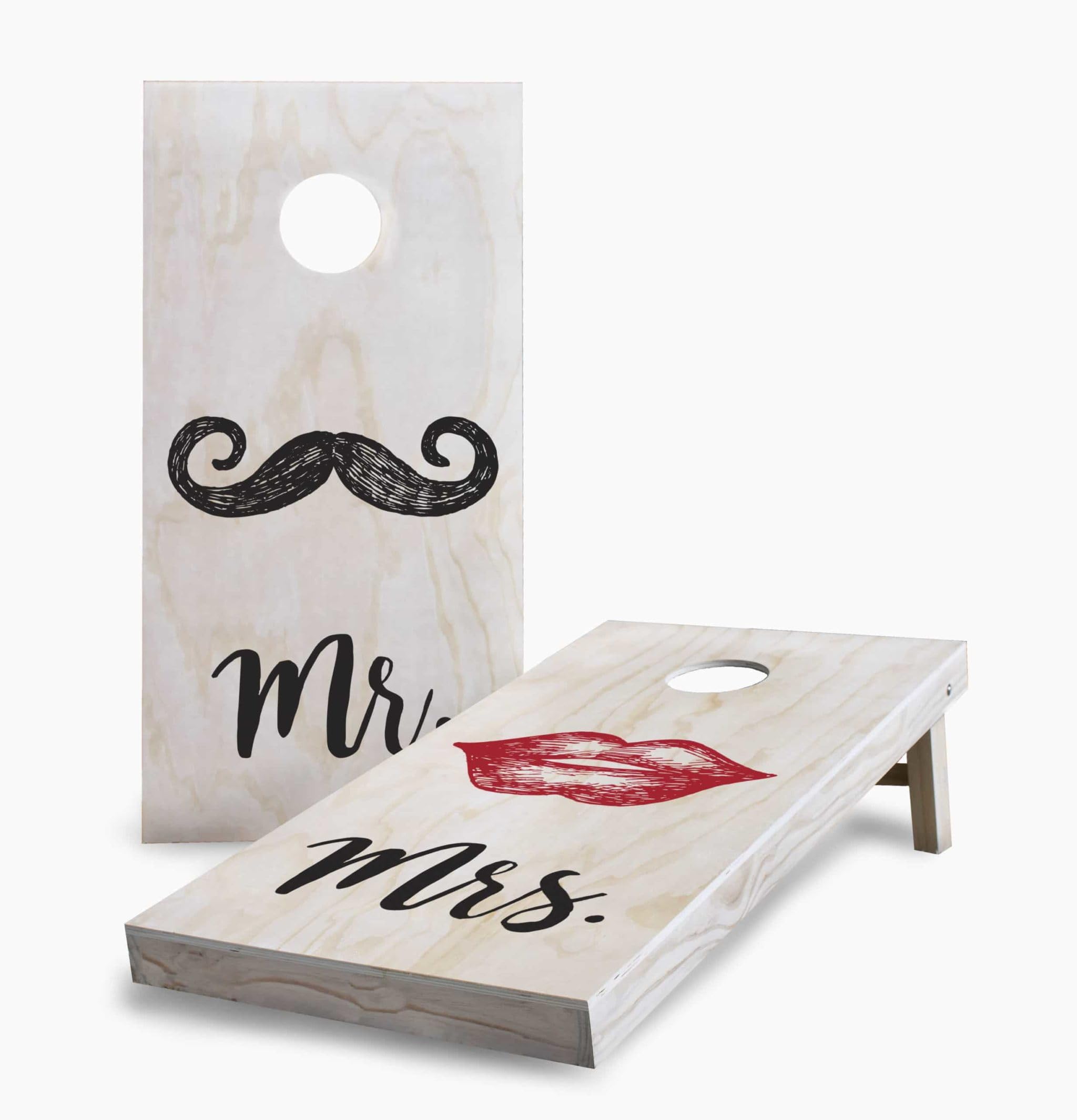 Mr and Mrs Lips Wedding Corn Hole Board Game Set - 2 Boards, 8 Bags & Accessories - Perfect for Outdoor Parties, Receptions & Backyard Fun