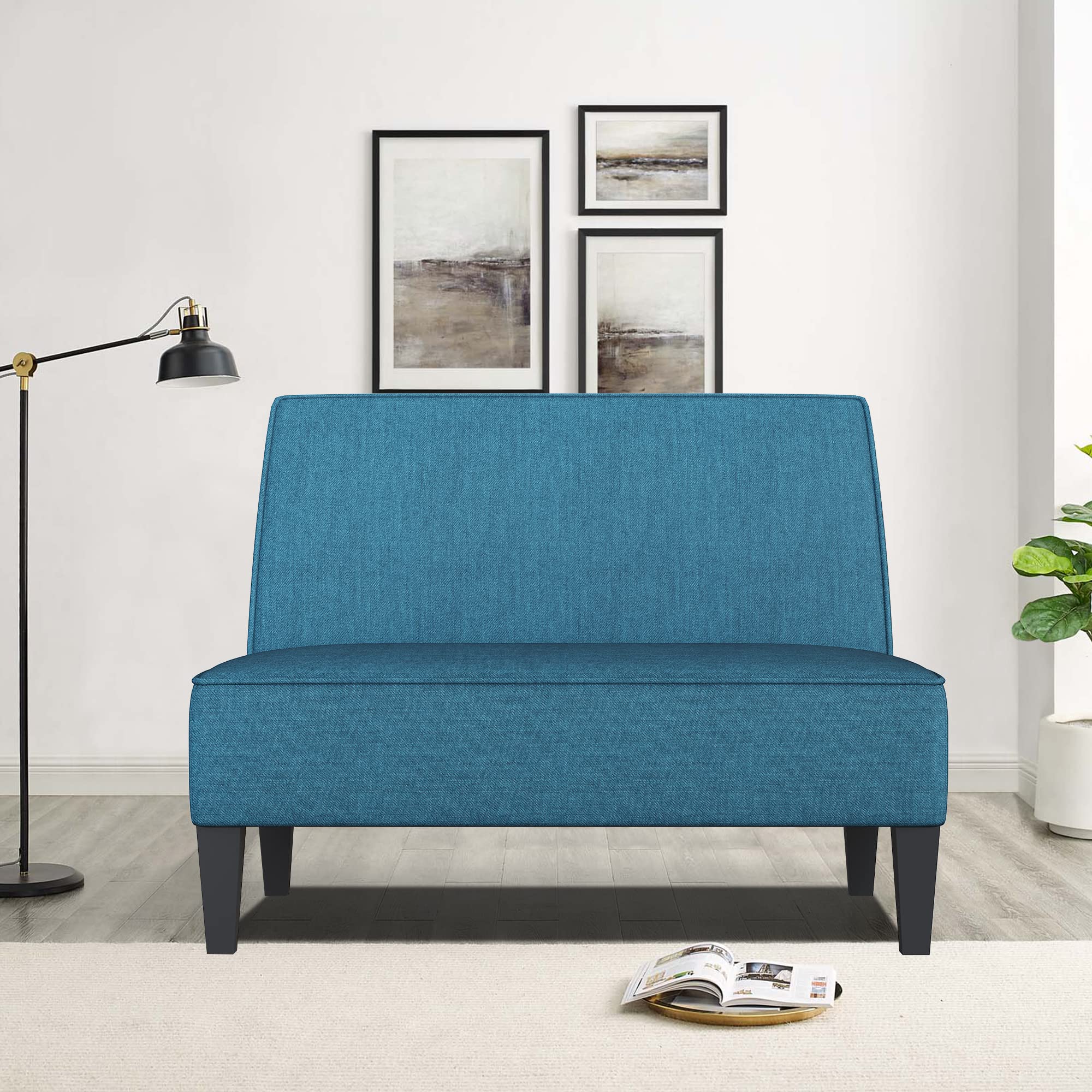 Changjie Furniture Small Loveseat Sofa - Upholstered Mini Couch for Bedroom & Living Room, Compact 2-Seater Loveseat in Blue | Perfect for Small Spaces, Apartments, Dorms & Cozy Reading Nooks