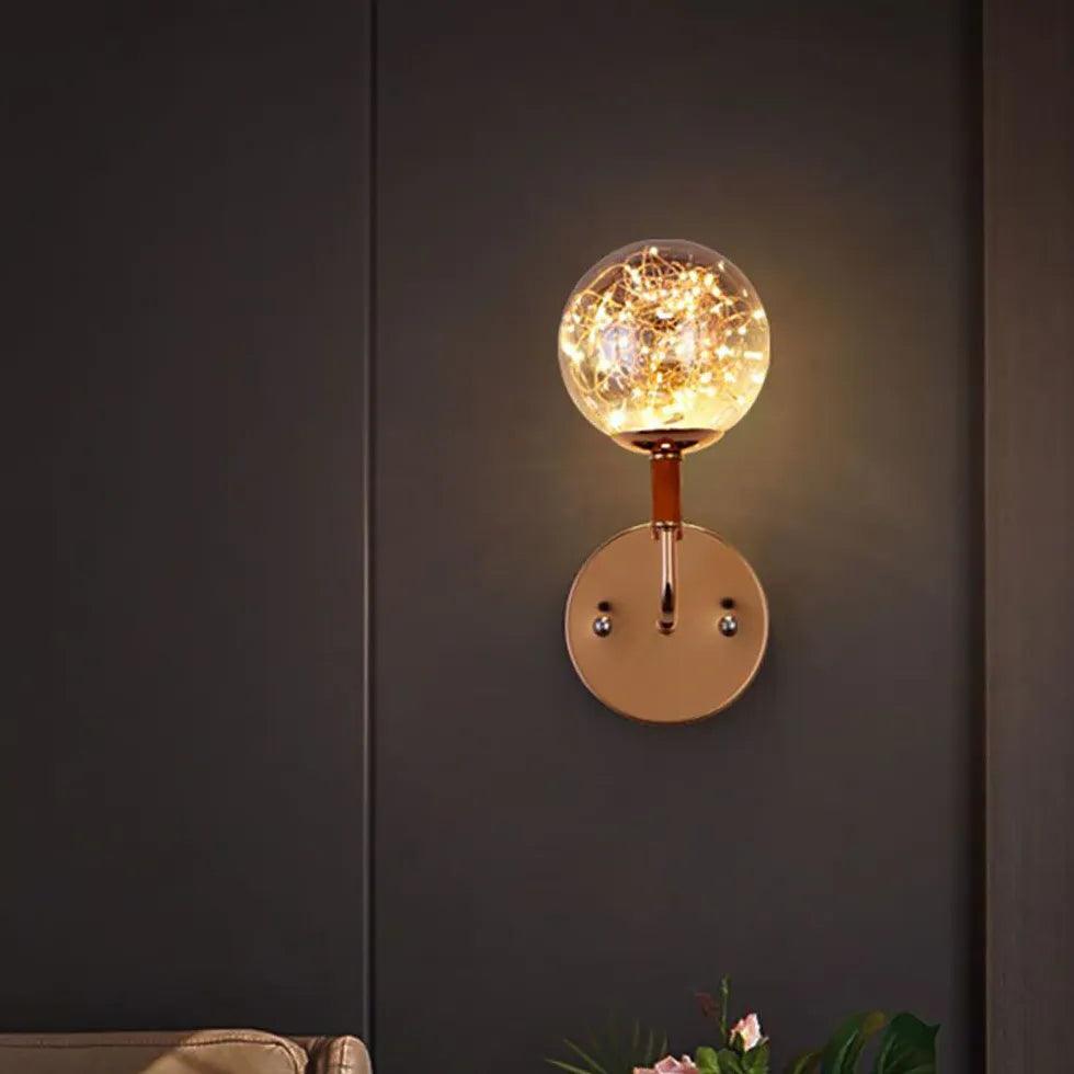 Decorative Glass Ball Filament LED Wall Lights for Bedroom - Elegant Ambient Lighting for Home Decor, Living Room, and Dorm