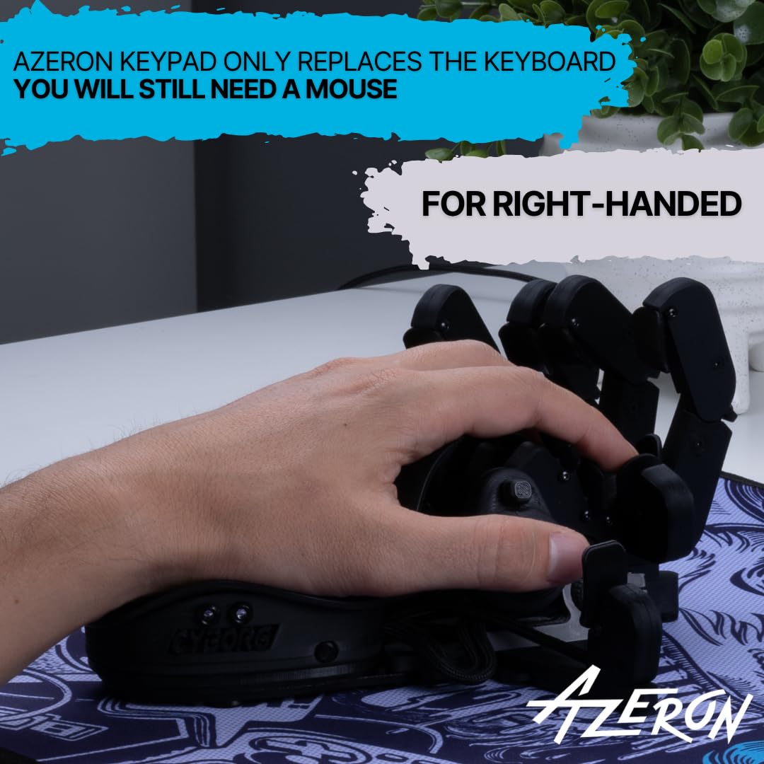 Azeron Cyborg Programmable One-Handed Gaming Keypad for PC - Ergonomic Analog Thumbstick & 29 Programmable Buttons - 3D Printed Right-Handed Keyboard - Perfect for FPS, MMO, MOBA and Esports Gaming
