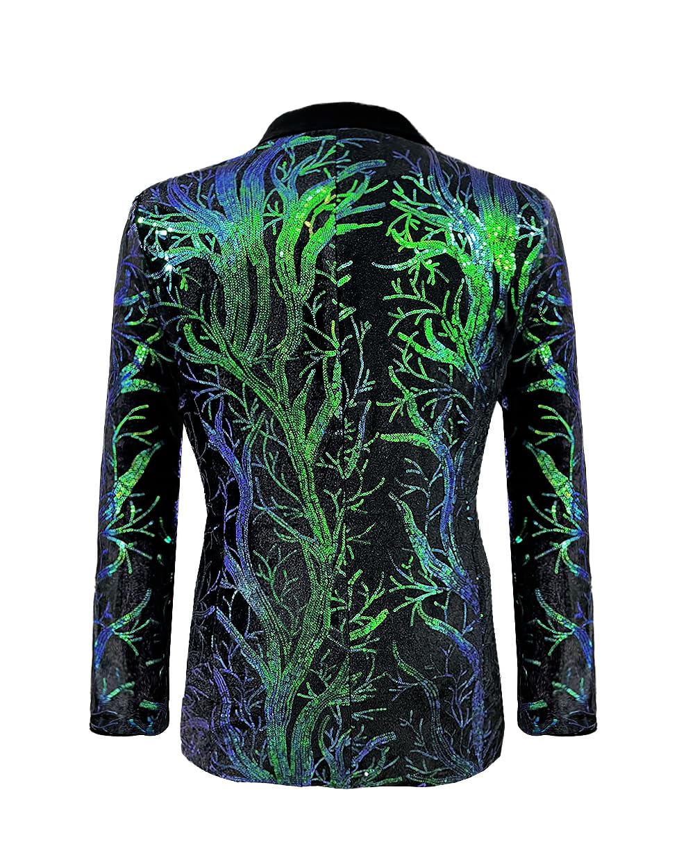 Men's Sequined Floral Blazer - Elegant Lapel Tuxedo Jacket for Wedding, Prom, Party & Formal Events | Perfect for Groomsmen, Dancers & Special Occasions