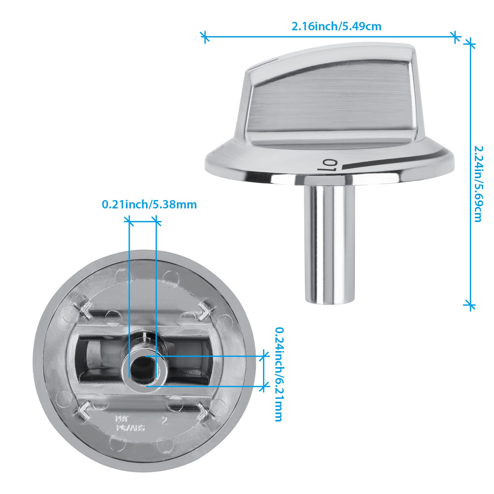 5-Pack Long Stem Stove Knobs Replacement Parts - Compatible with Frigidaire Gas Stove Range Oven (Model 5304525746 & 5304504839) - Durable Kitchen Appliance Accessories for Gas Stove Repair & Maintenance