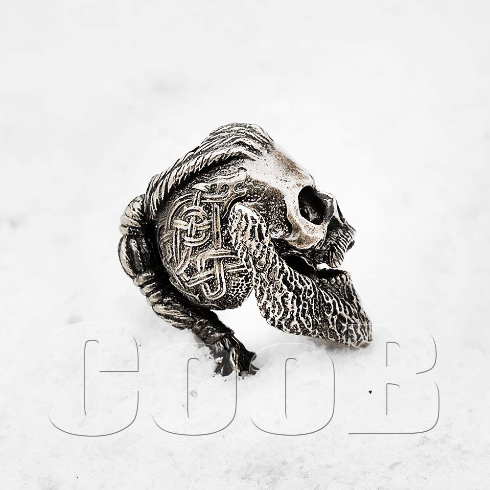 Ragnar Lothbrok Skull Paracord Bead - Metal EDC Lanyard Charm for Outdoor & Survival Gear