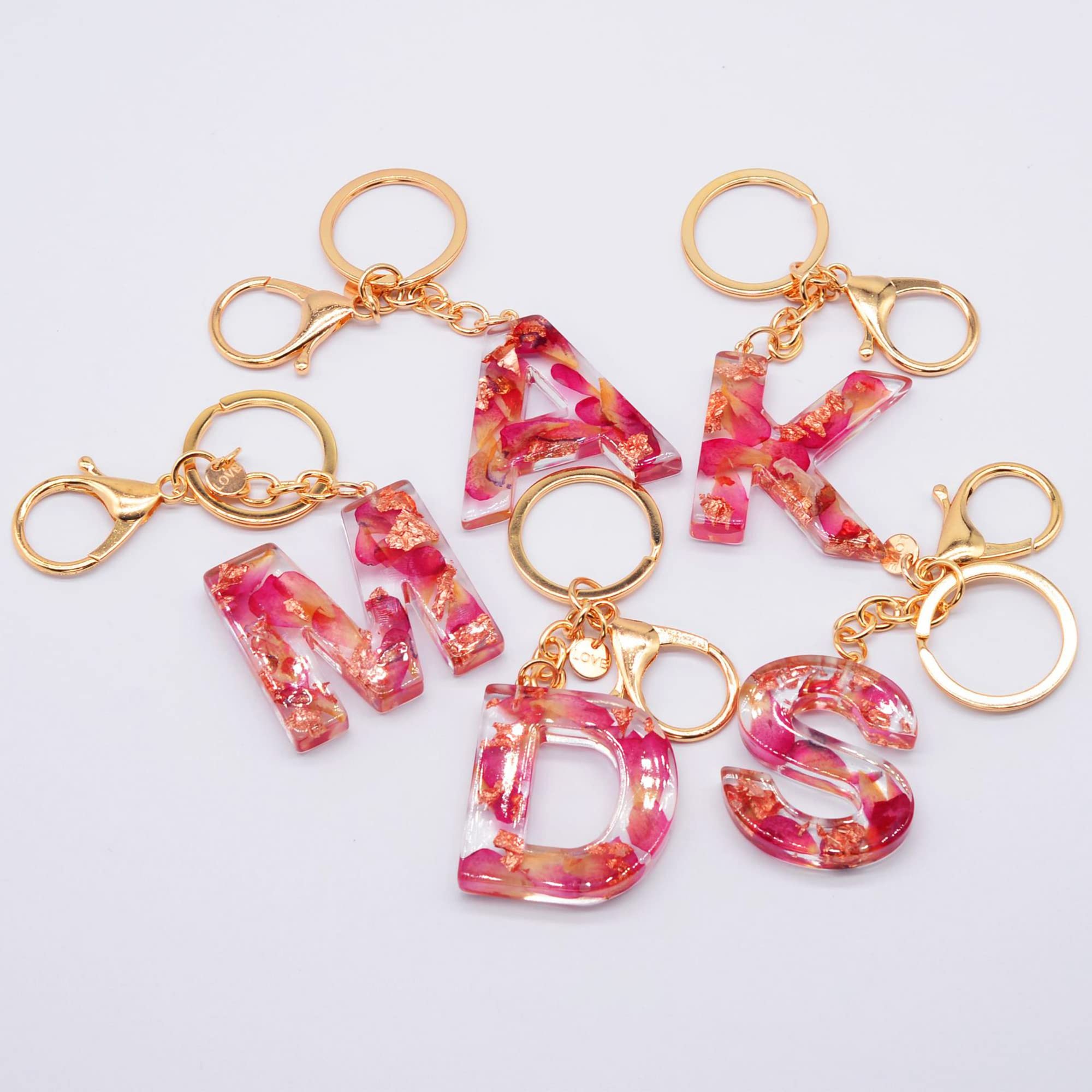 Personalized Alphabet Resin Keychain - Custom Dried Flower Initial Letter Keyring, Cute Kawaii Gifts for Women & Girls | Perfect for Birthdays, Valentine's Day & Friendship Gifts