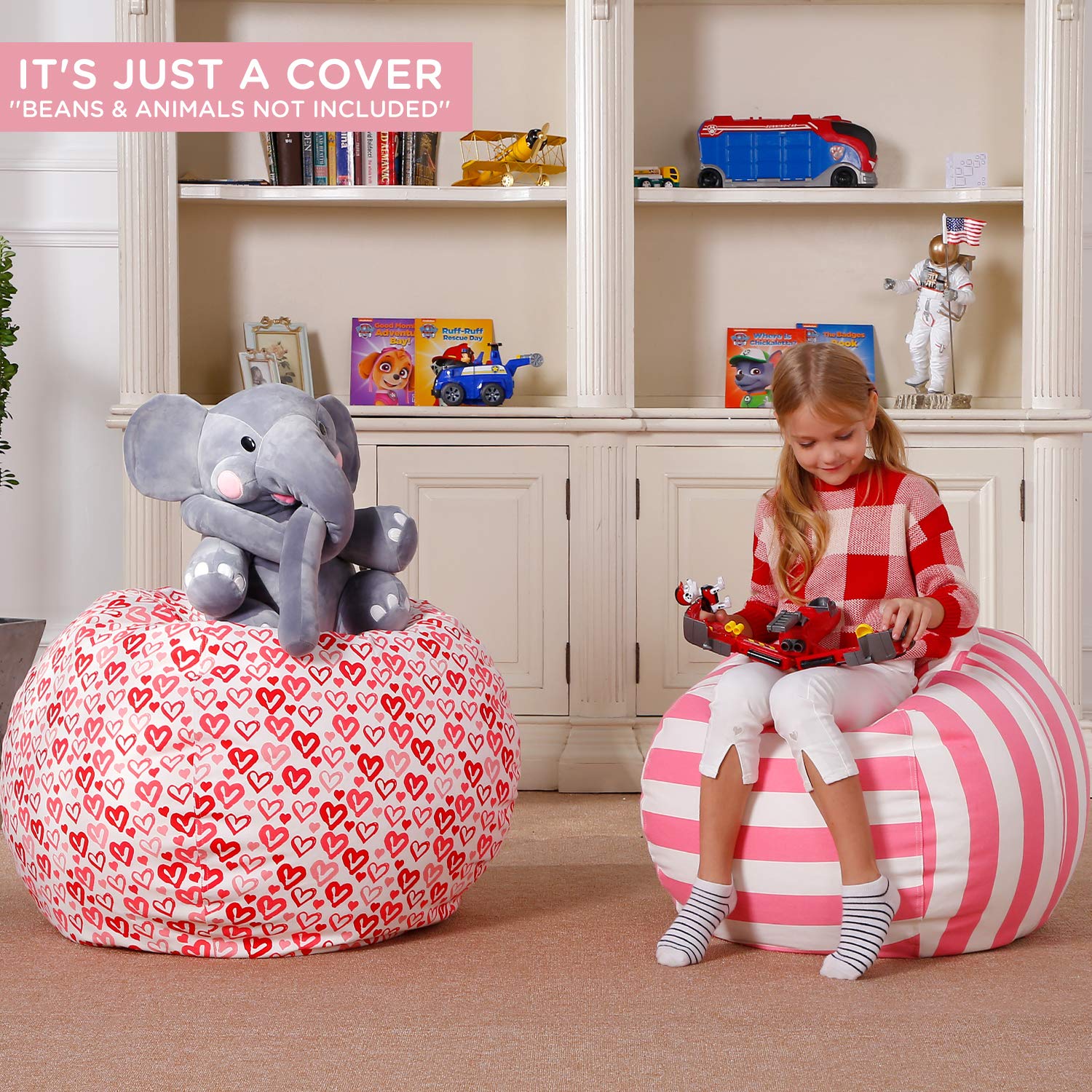 Aubliss Stuffed Animal Storage Bean Bag Chair - Convertible Plush Toy Organizer & Kids Bean Bag Seat - 38