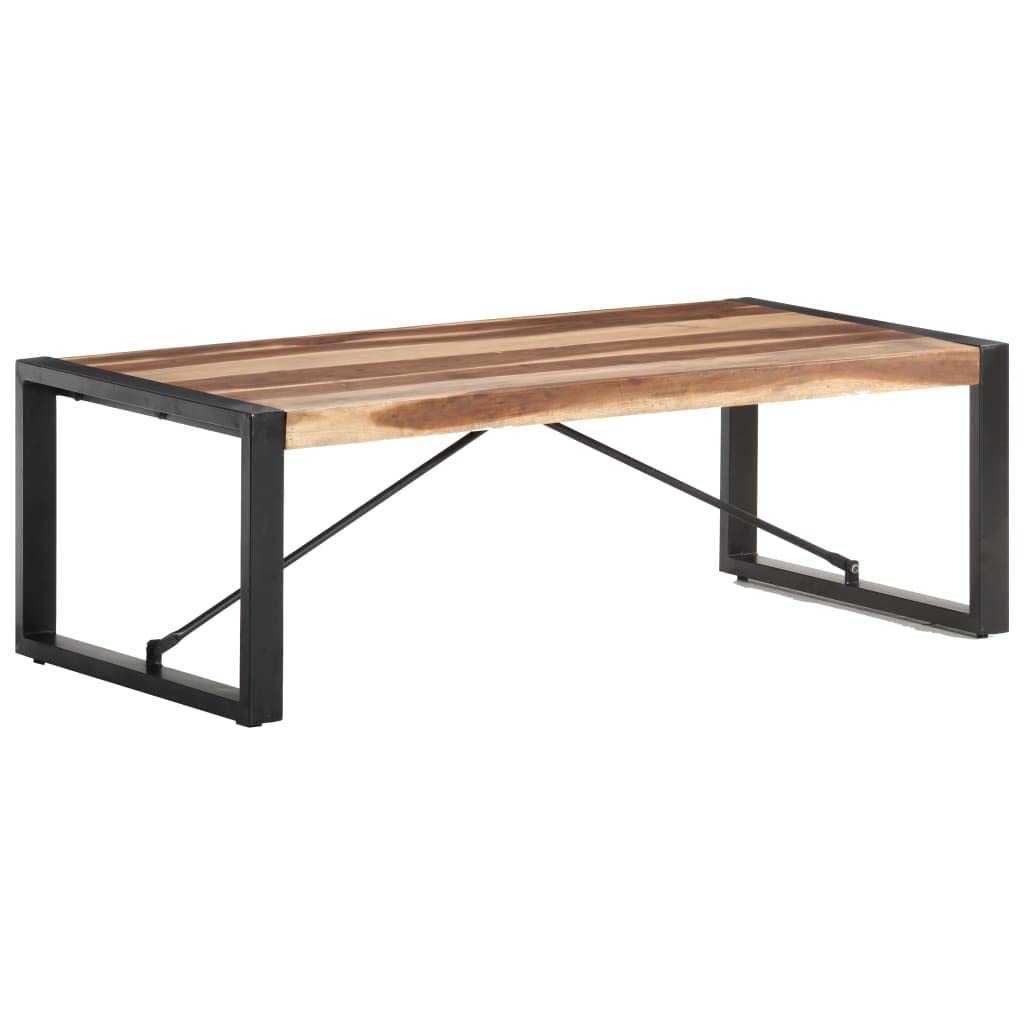 Solid Wood Coffee Table 47x24x16 Inches - Square Sheesham Wood Center Table for Living Room, Bedroom & Study - Rustic Modern Furniture for Home Decor, Entertaining & Relaxation