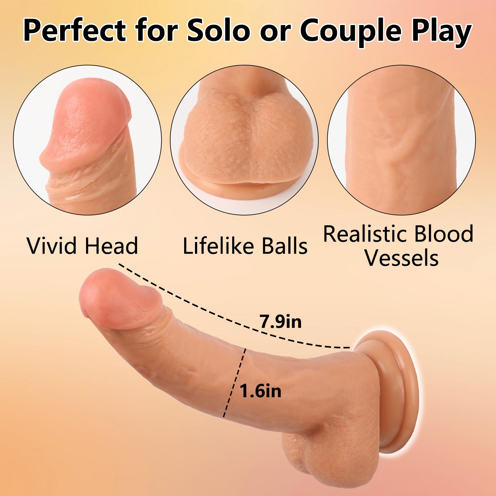 Realistic 7 Inch Suction Cup Dildo with Adjustable Strap-On Harness - Pegging Sex Toy for Women & Couples, Lesbian Adult Toy for Bedroom Play and Intimate Bonding