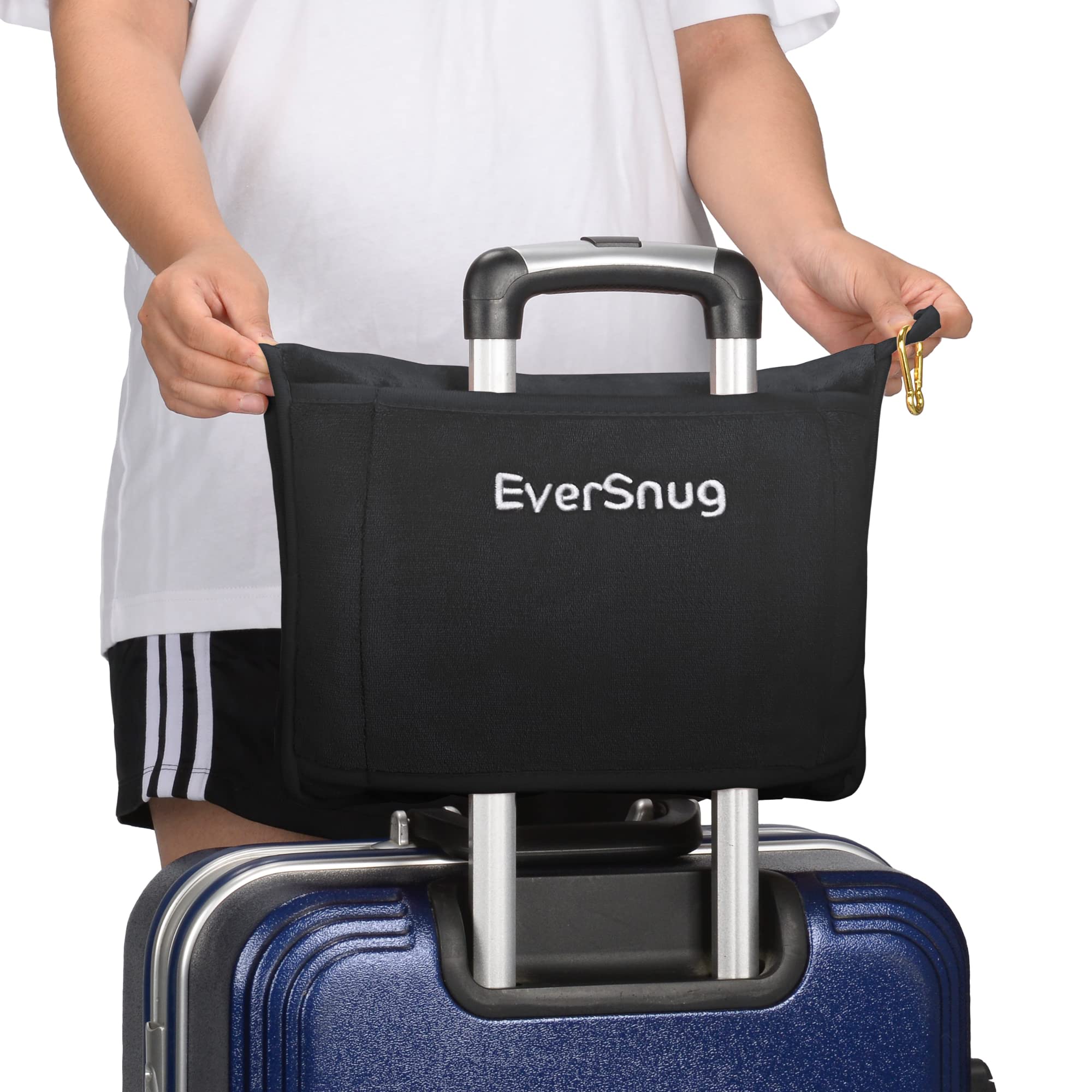EverSnug Travel Blanket and Pillow Set - Ultra Soft Airplane Essentials with Storage Bag for Women & Kids (Burgundy/Black) - Perfect for Flights, Road Trips, and Camping Adventures