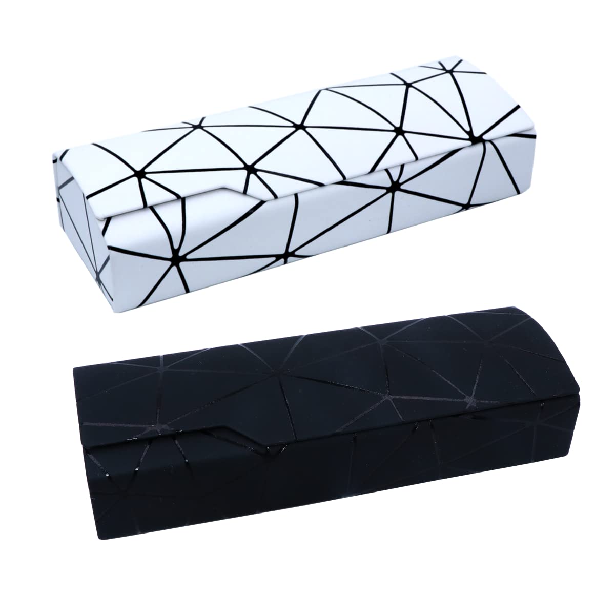 2 Pack PU Leather Hard Shell Eyeglass Case - Printed Sunglasses Storage Box for Men & Women - Perfect for Travel, Reading Glasses, and Daily Protection