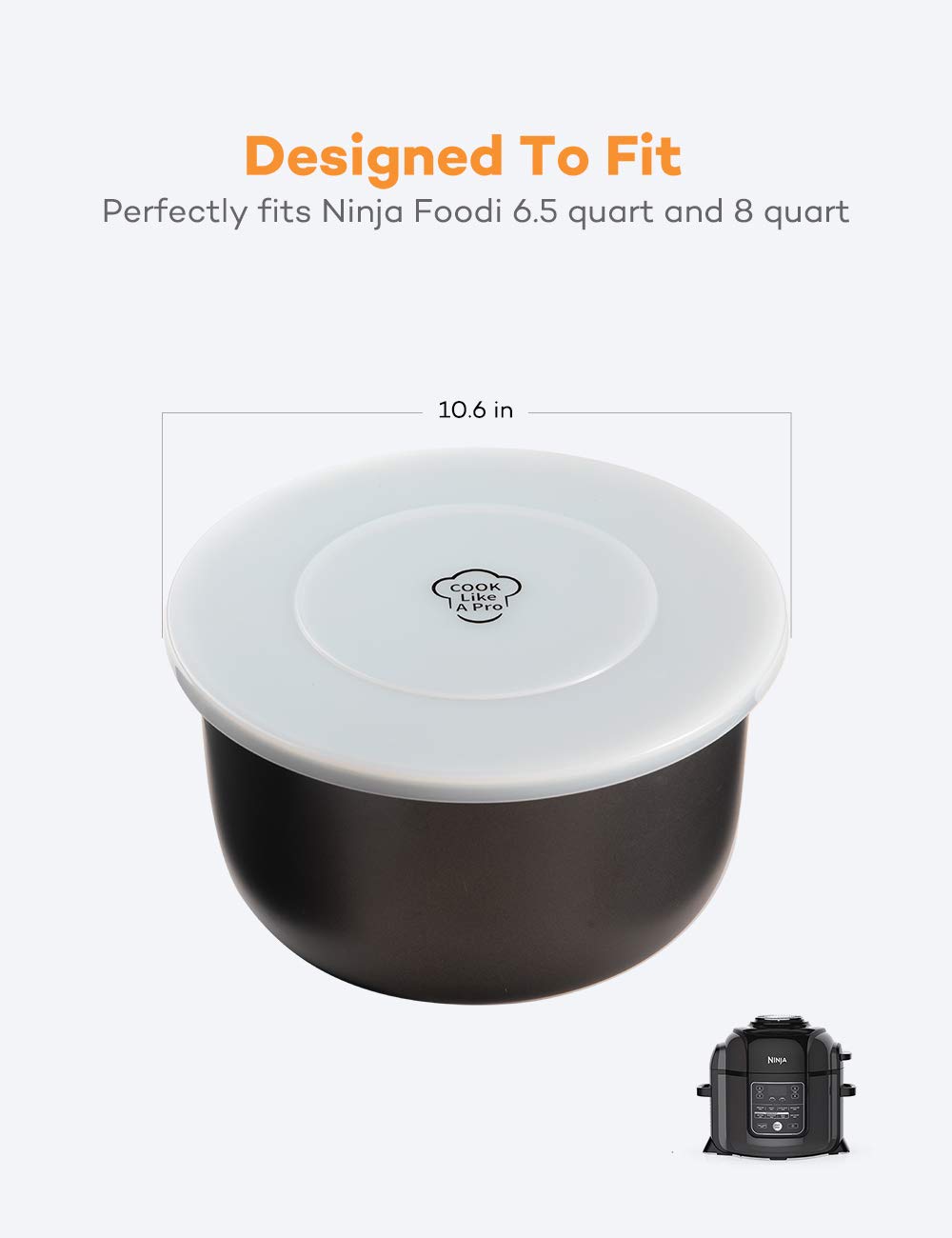 Goldlion Silicone Lid Inner Pot Cover Accessories for Ninja Foodi Pressure Cooker & Air Fryer (5QT/6.5QT/8QT) - Clear, Airtight, BPA-Free - Perfect for Meal Prep, Sous Vide & Pressure Cooking